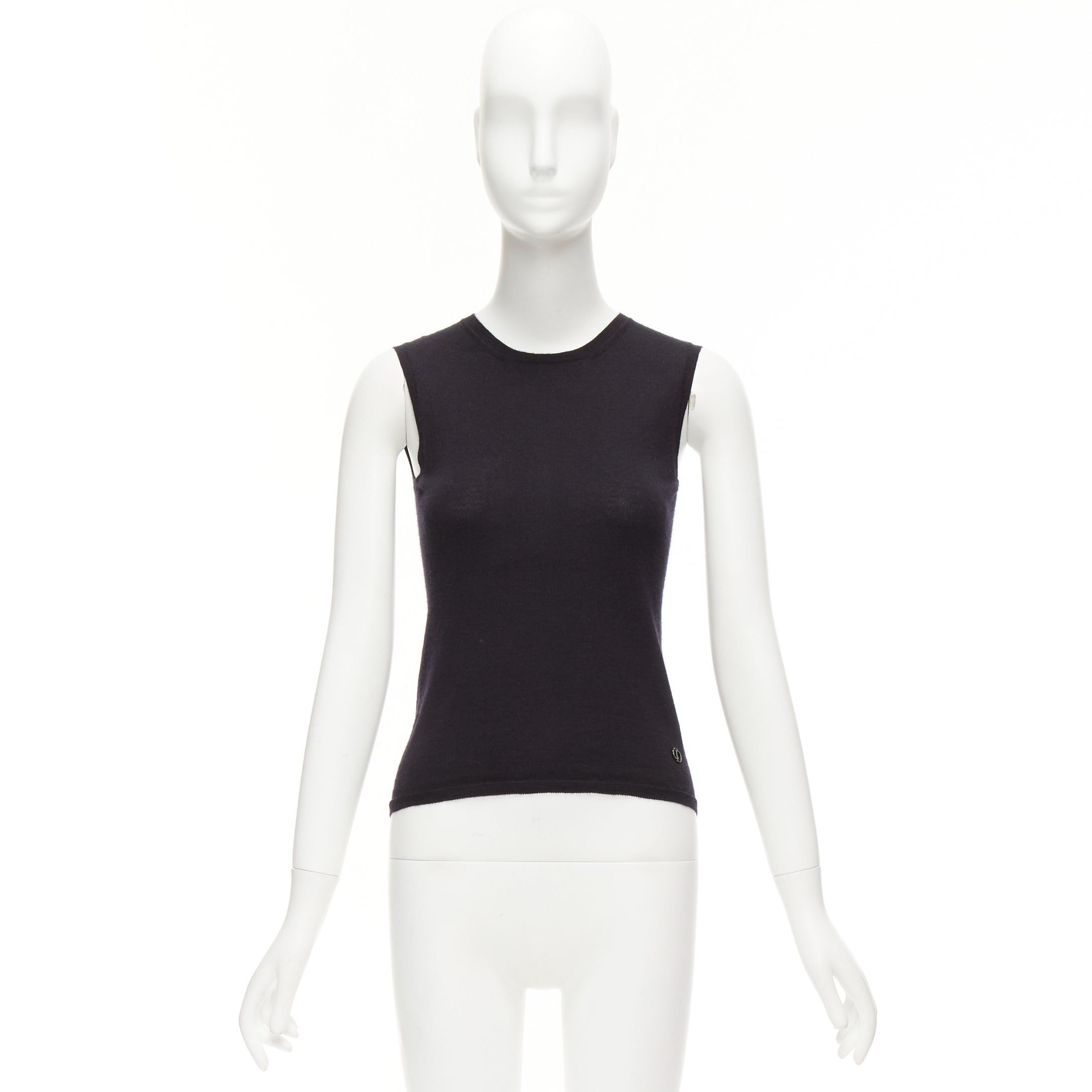 Dior CHRISTIAN DIOR black cashmere silk CD logo charm knit tank vest FR36 S Size S / US 4 / IT 40 - 9 Thumbnail