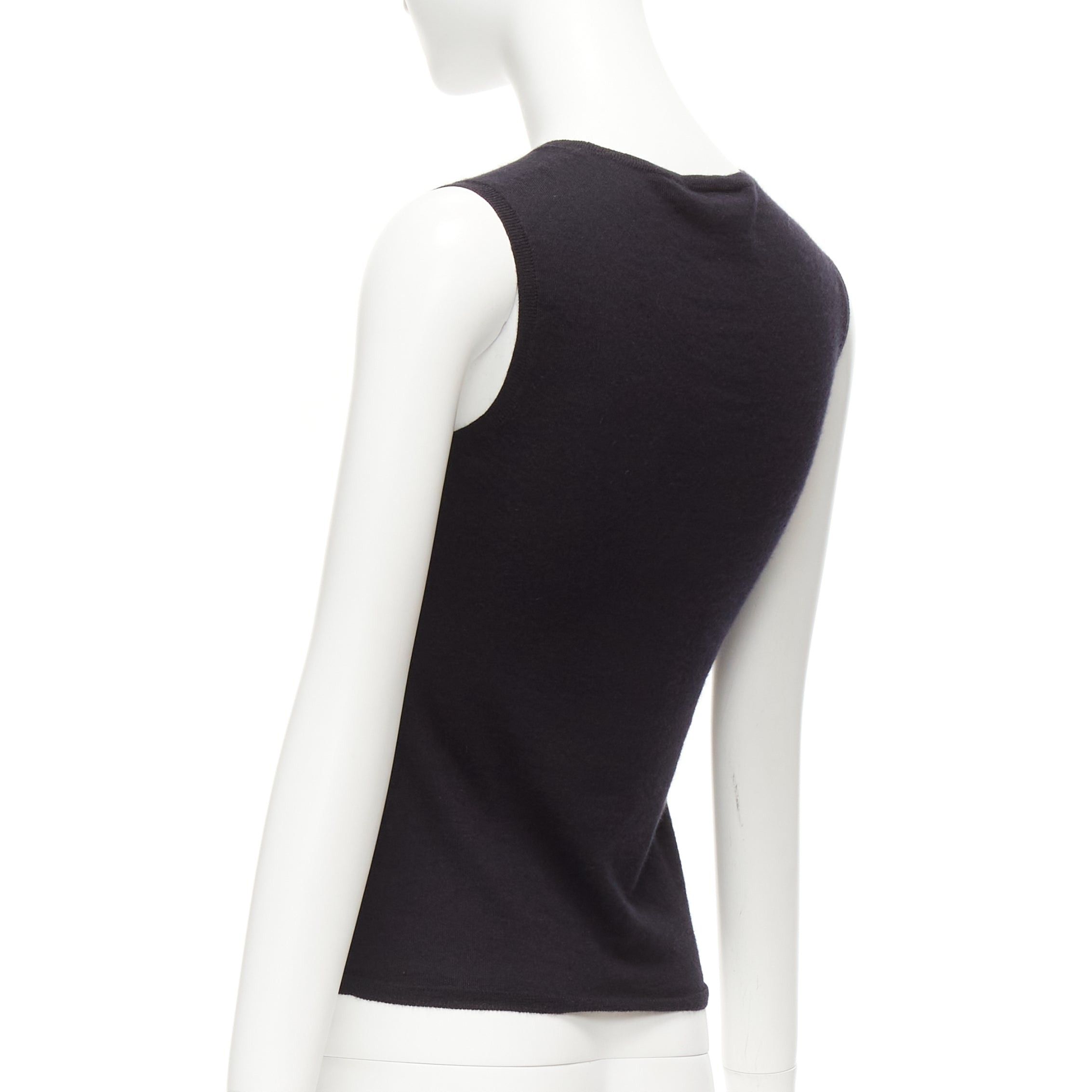 Dior CHRISTIAN DIOR black cashmere silk CD logo charm knit tank vest FR36 S Size S / US 4 / IT 40 - 6 Thumbnail