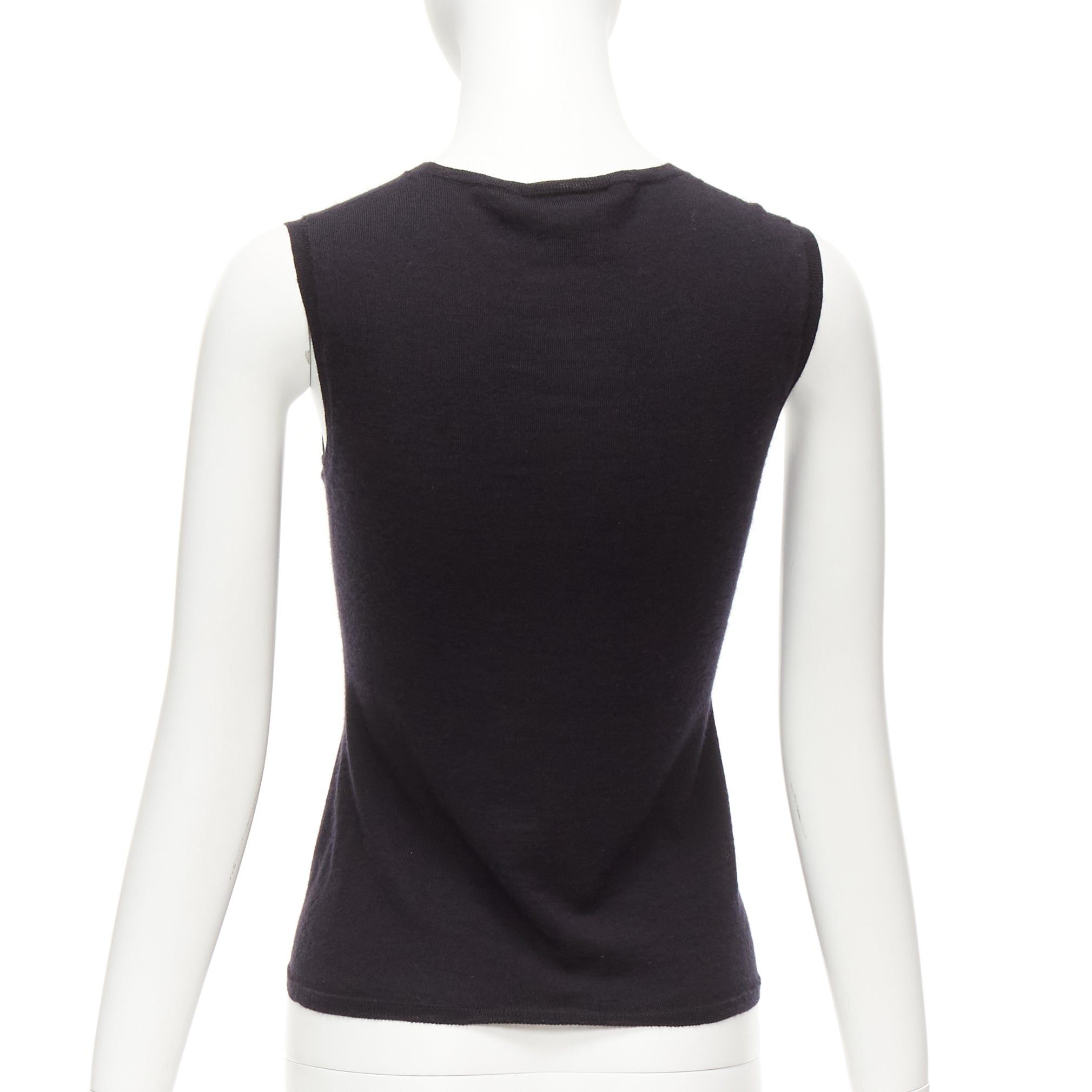 Dior CHRISTIAN DIOR black cashmere silk CD logo charm knit tank vest FR36 S Size S / US 4 / IT 40 - 5 Thumbnail