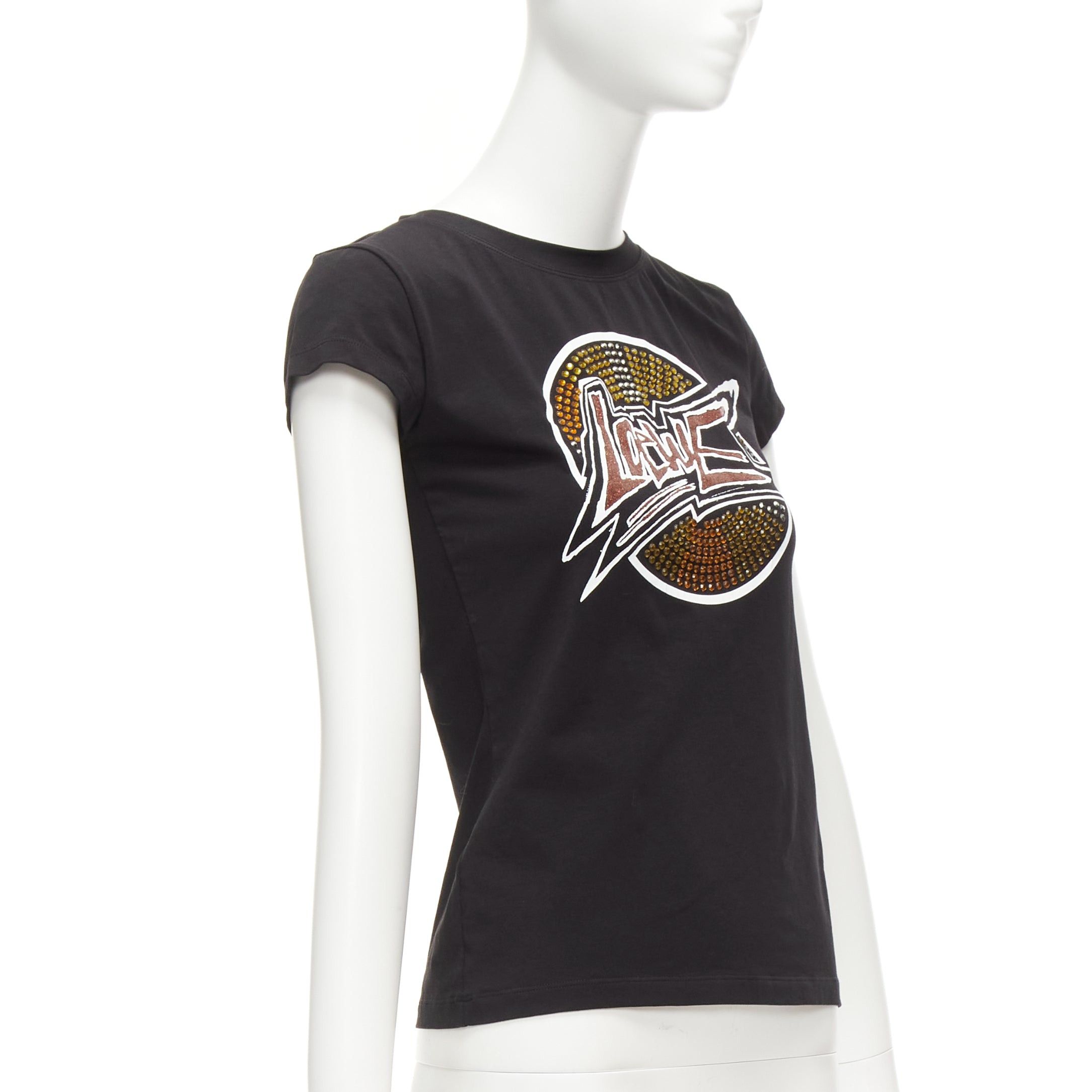 Loewe LOEWE black orange glass crystal red glitter logo cotton blend tshirt XS Size S / US 4 / IT 40 - 3 Thumbnail