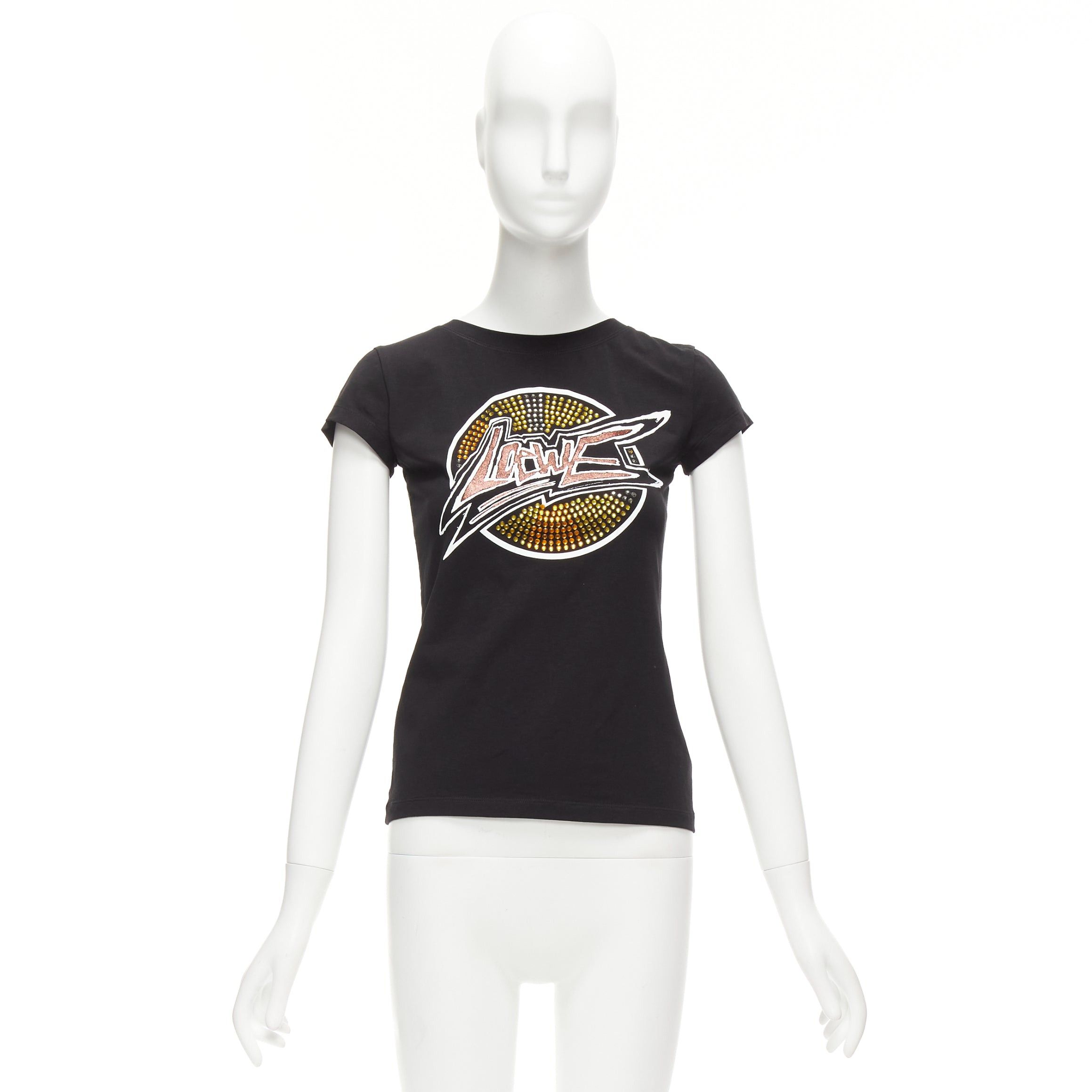 Loewe LOEWE black orange glass crystal red glitter logo cotton blend tshirt XS Size S / US 4 / IT 40 - 9 Thumbnail