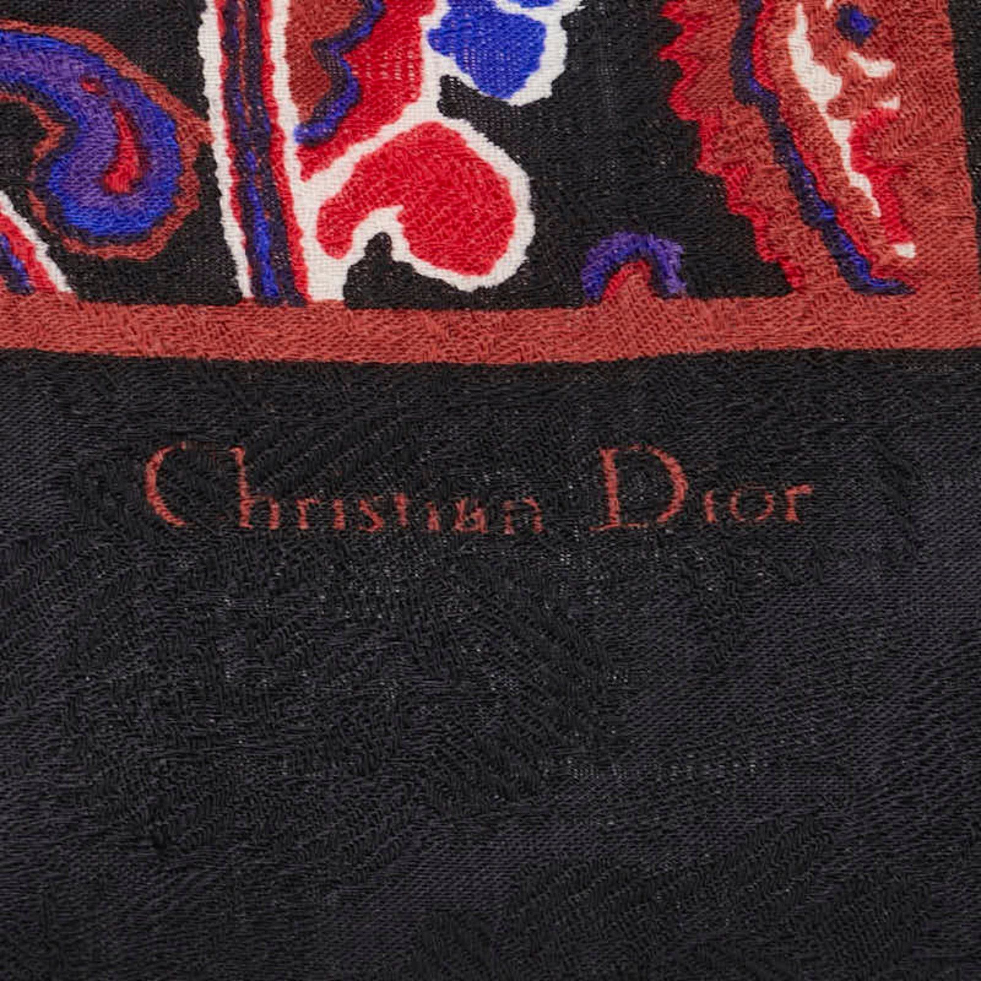 Dior Christian Dior Dior all-over print scarf in black and multicolor for women Size ONE SIZE - 4 Thumbnail