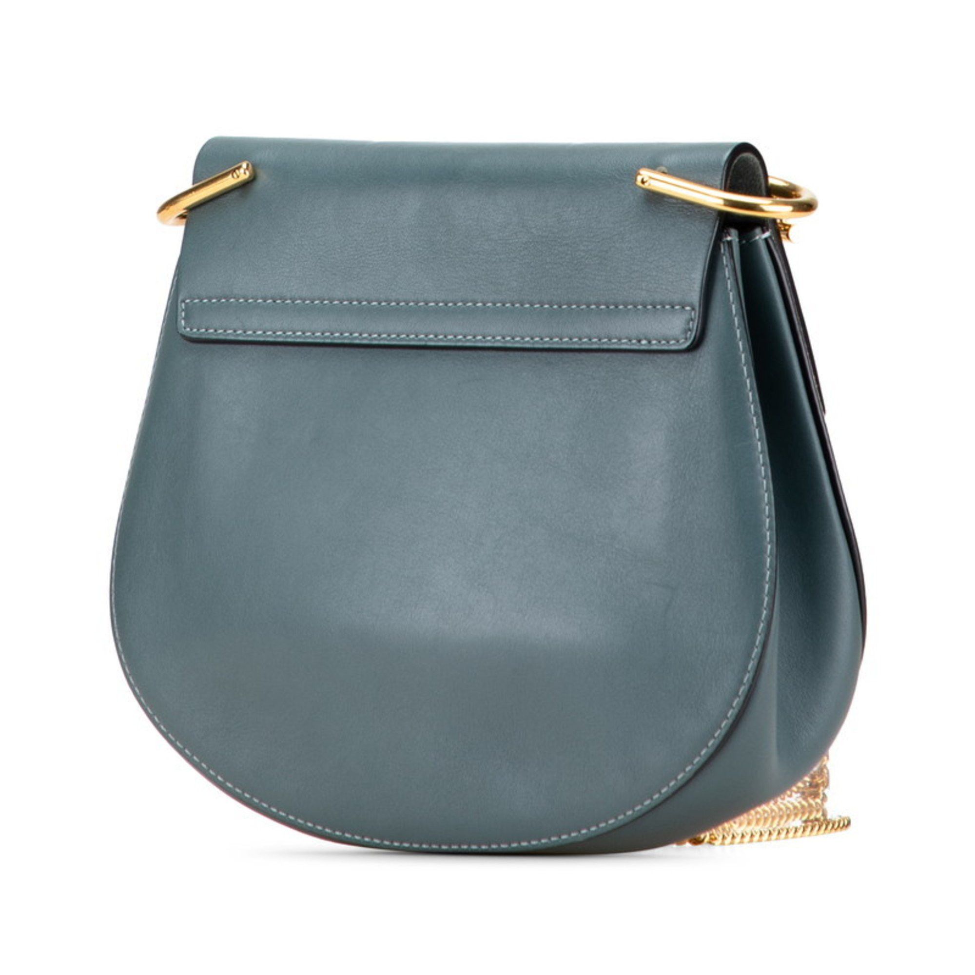 Chloe Chloé Chloe Drew Chain Shoulder Bag in Blue Leather and Suede for Women Size ONE SIZE - 2 Thumbnail