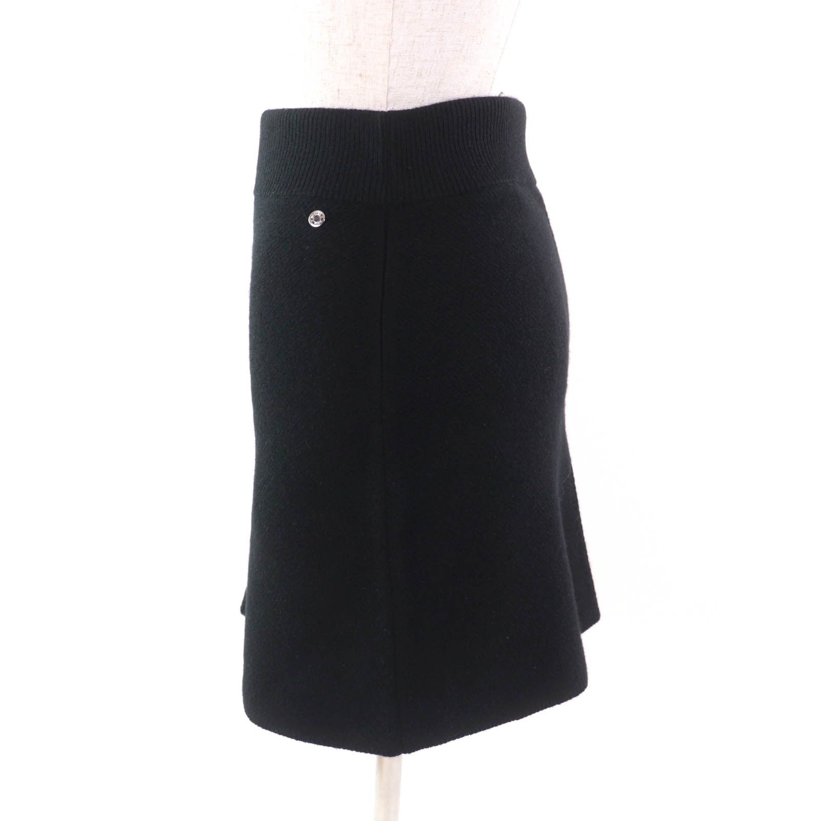 Hermes Hermes Hermes Serie Metal Attached Trapezoid Knit Cashmere Skirt Leather Skirts DUTY FREE for USA Size ONE SIZE - 3 Thumbnail