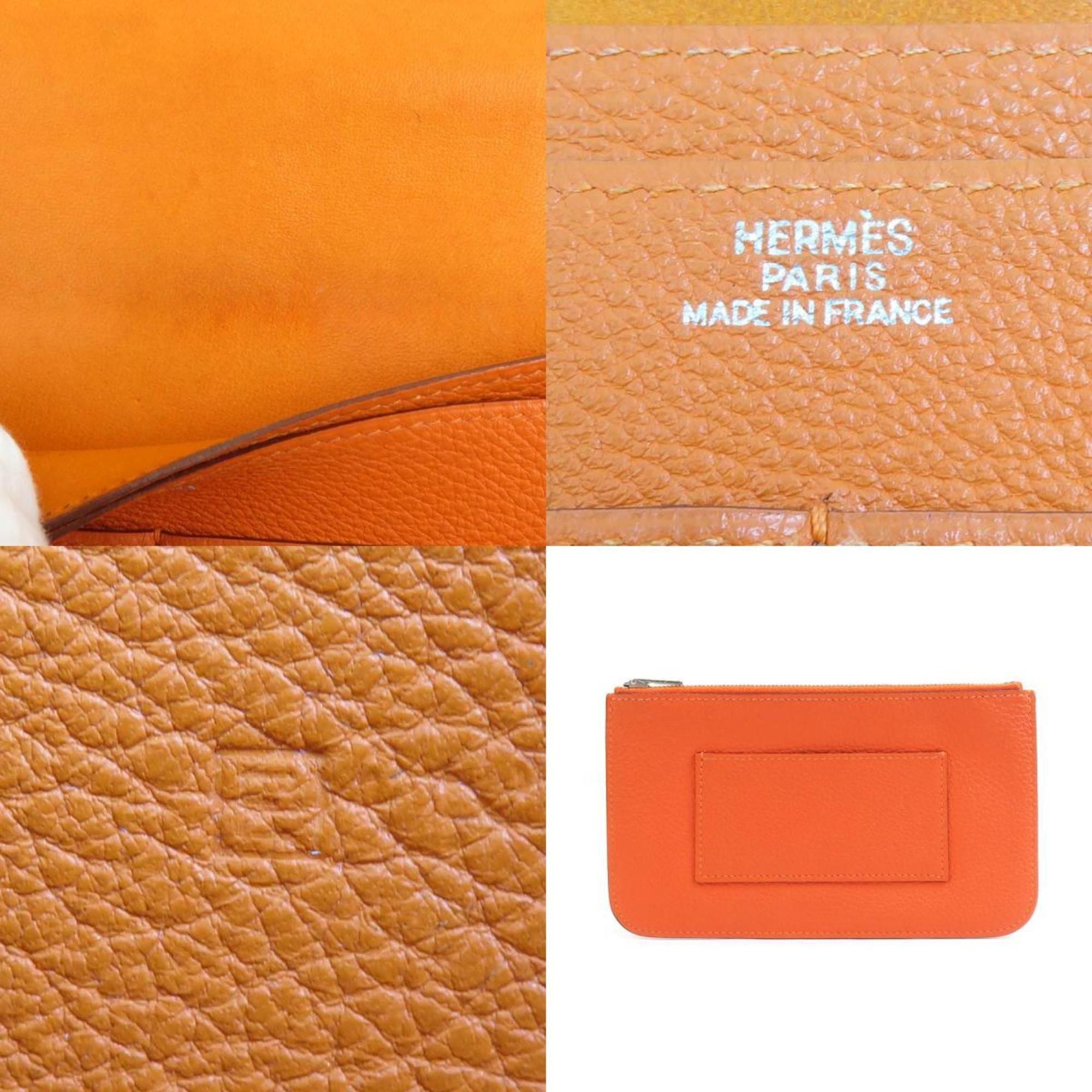 Hermes Hermes Hermès Dogon GM Leather Long Wallet in Orange and Silver, Men's, e60978a Size ONE SIZE - 4 Thumbnail