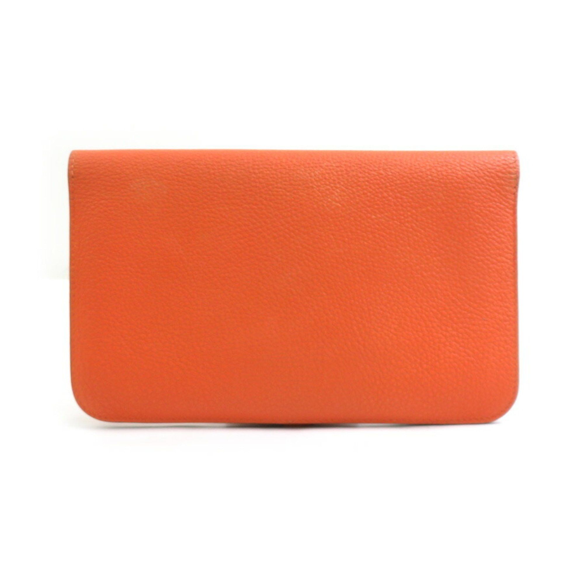 Hermes Hermes Hermès Dogon GM Leather Long Wallet in Orange and Silver, Men's, e60978a Size ONE SIZE - 2 Thumbnail