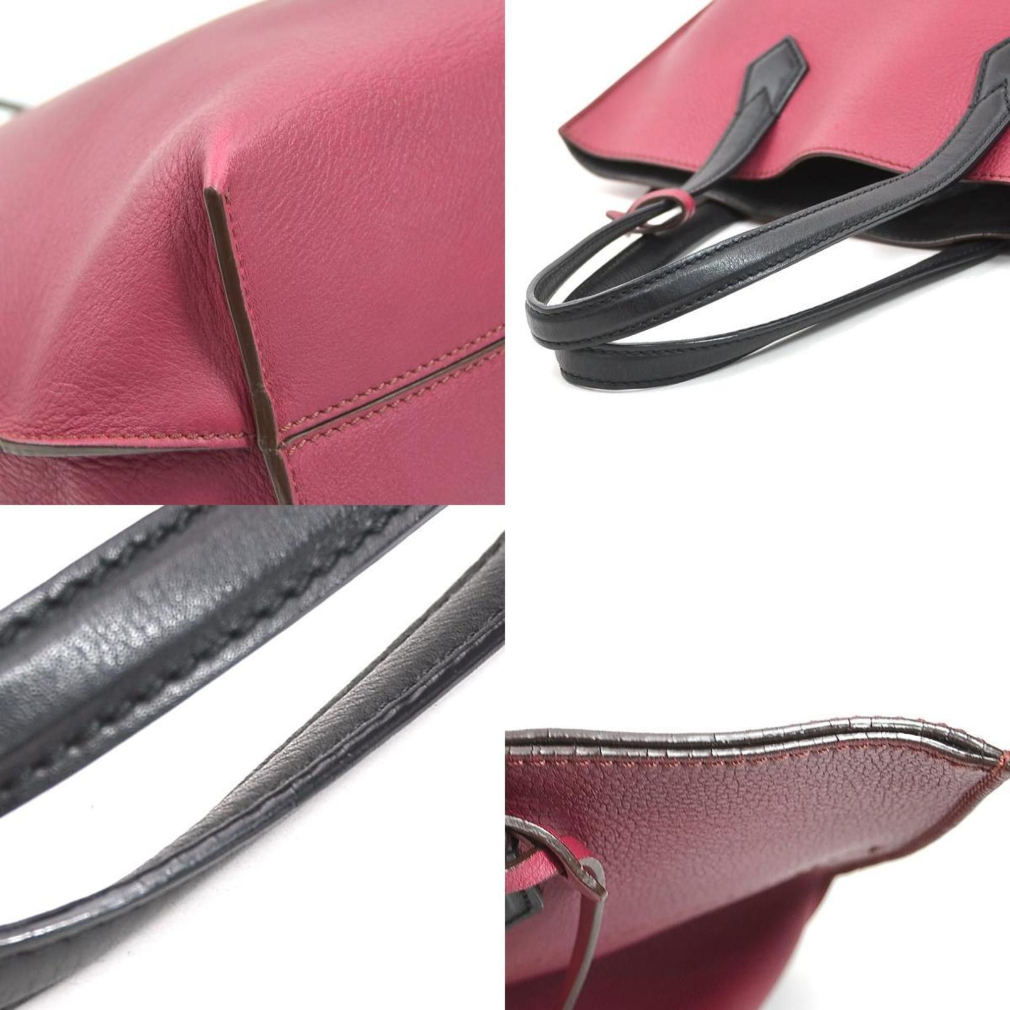 Fendi FENDI All-in Leather Tote Bag, Bordeaux and Black, Women's, 8BH262-P07, e60971a Size ONE SIZE - 4 Thumbnail