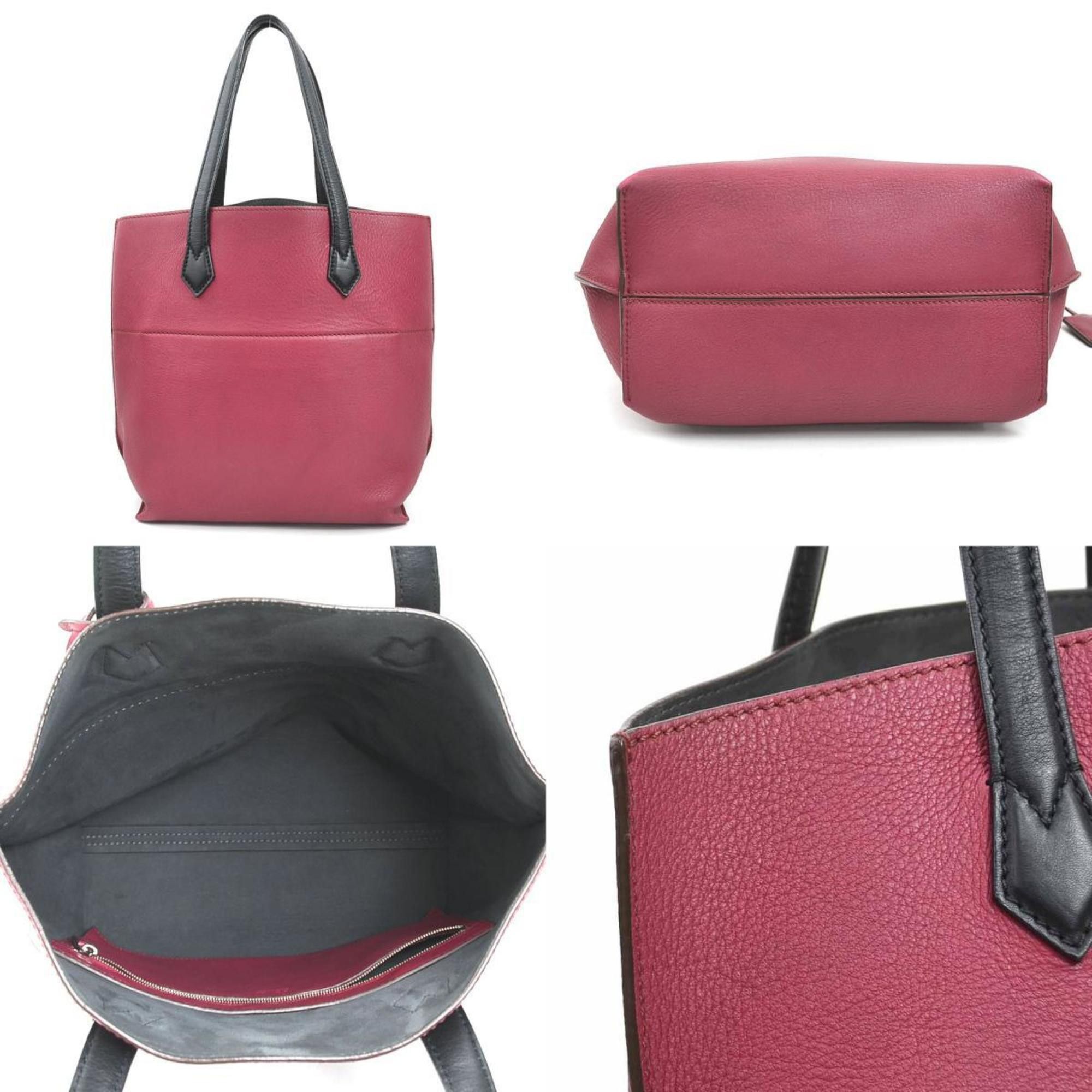 Fendi FENDI All-in Leather Tote Bag, Bordeaux and Black, Women's, 8BH262-P07, e60971a Size ONE SIZE - 3 Thumbnail