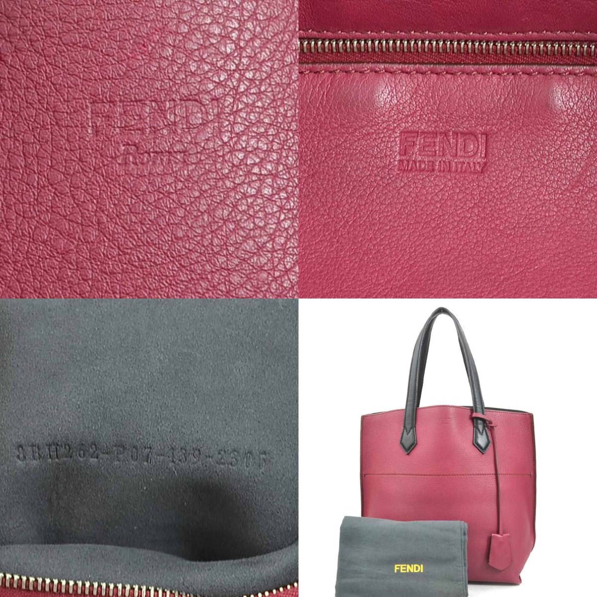 Fendi FENDI All-in Leather Tote Bag, Bordeaux and Black, Women's, 8BH262-P07, e60971a Size ONE SIZE - 5 Thumbnail