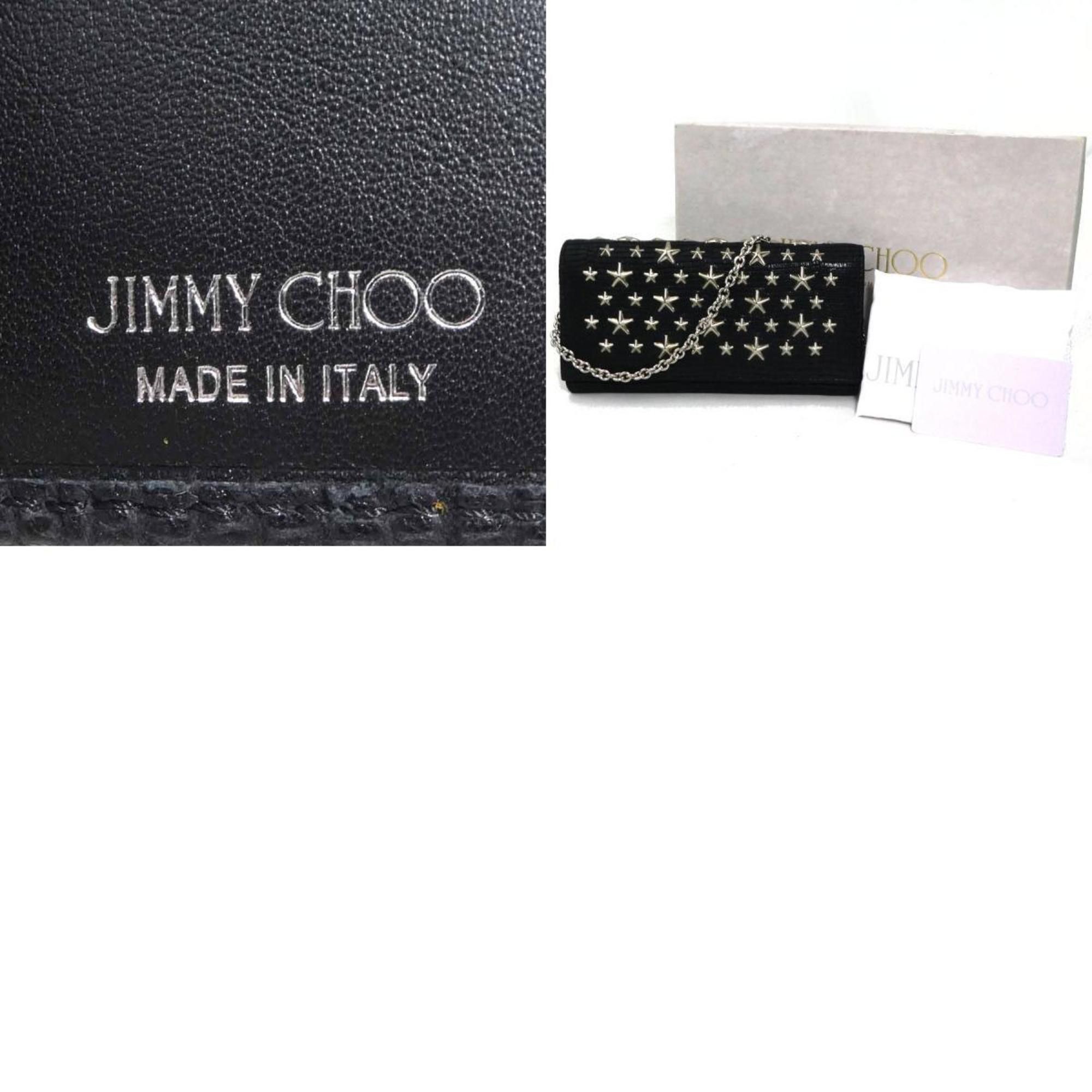Jimmy Choo JIMMY CHOO Women's Long Chain Wallet in Embossed Leather, Black (h31604a) Size ONE SIZE - 5 Thumbnail
