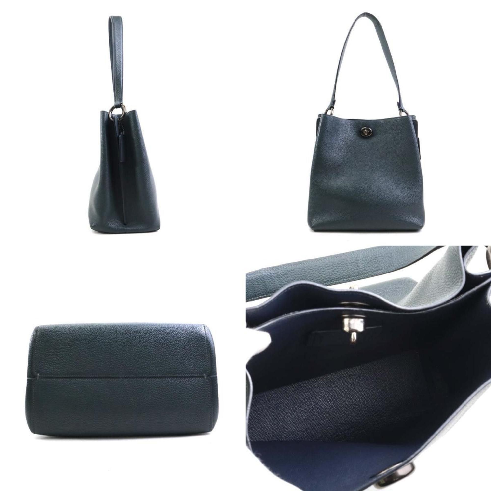 Coach Coach handbag shoulder bag leather dark green women's h31598a Size ONE SIZE - 2 Thumbnail