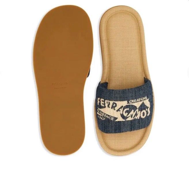 Salvatore Ferragamo Ferragamo Denim Logo Slides SIZE 5 Size ONE SIZE - 4 Thumbnail