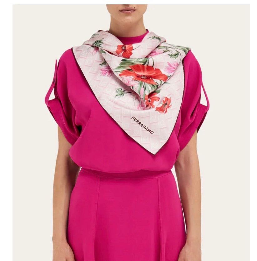Salvatore Ferragamo Ferragamo Bouquet Print Silk Scarf Size ONE SIZE - 3 Thumbnail