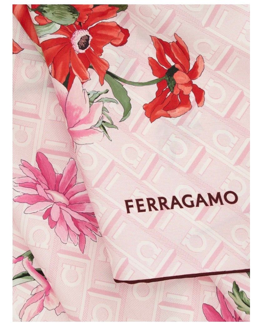 Salvatore Ferragamo Ferragamo Bouquet Print Silk Scarf Size ONE SIZE - 2 Thumbnail