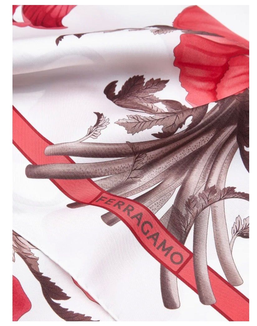 Salvatore Ferragamo Ferragamo Poppies Print Silk Size ONE SIZE - 2 Thumbnail