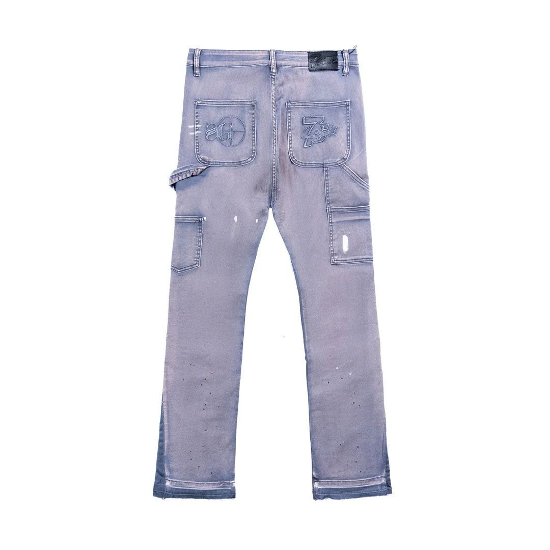 TRIPLE SEVENS x Sniper Gang Flared Denim Grey/Blue Jeans Size 26" / US 2 / IT 38 - 2 Thumbnail