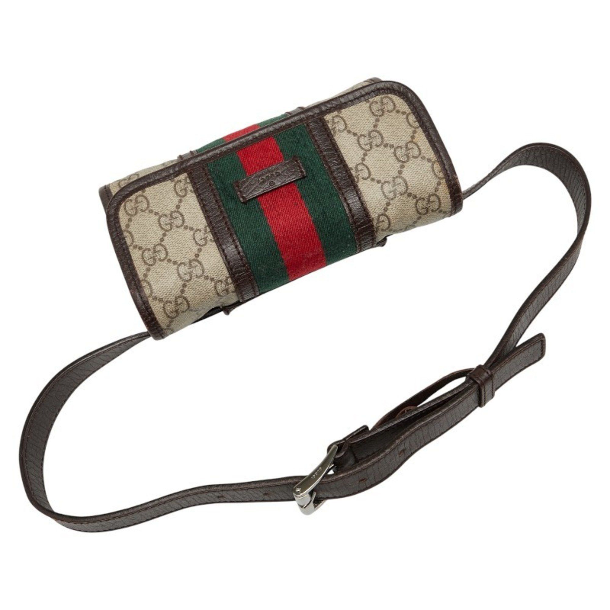 Gucci Gucci Sherry Line GG Supreme Body Bag/Waist Bag 152597 Beige Multicolor Leather Women's GUCCI Size ONE SIZE - 9 Thumbnail