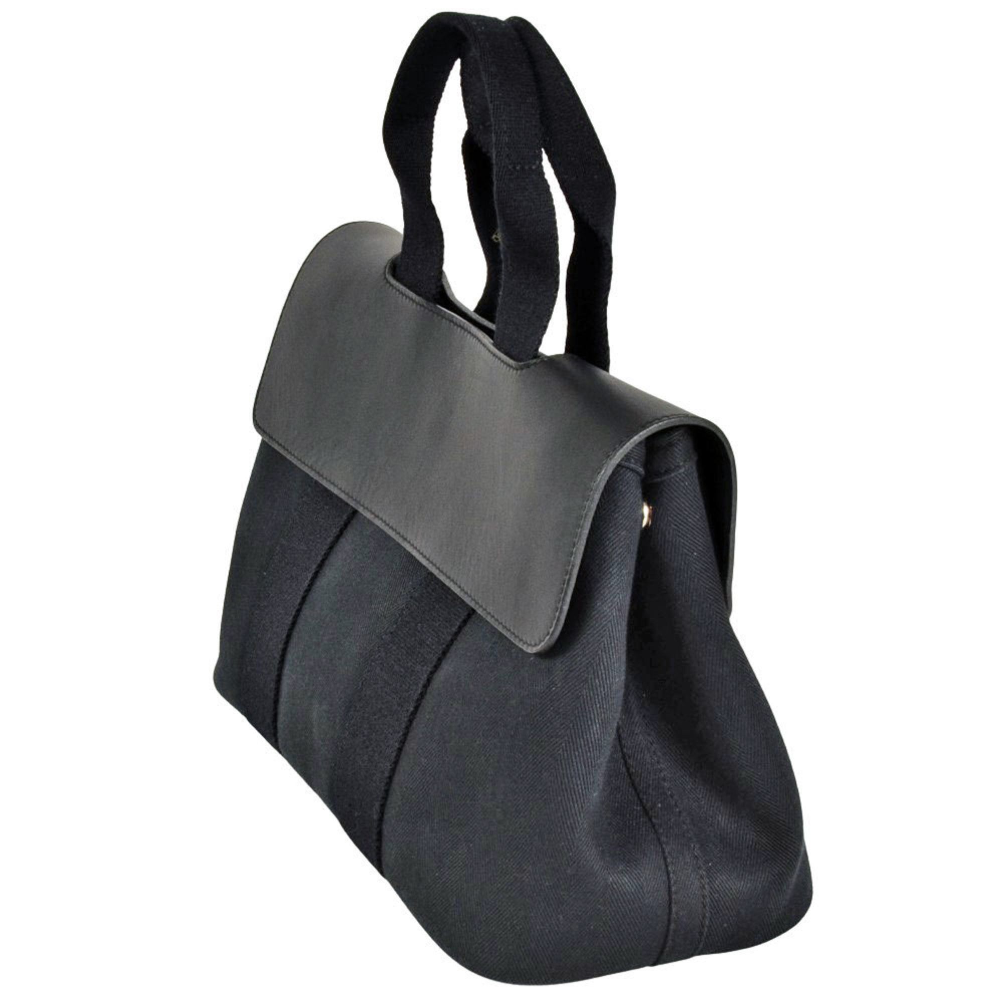 Hermes Hermes Valparaiso PM Handbag Toile Chevron Black Size ONE SIZE - 2 Thumbnail