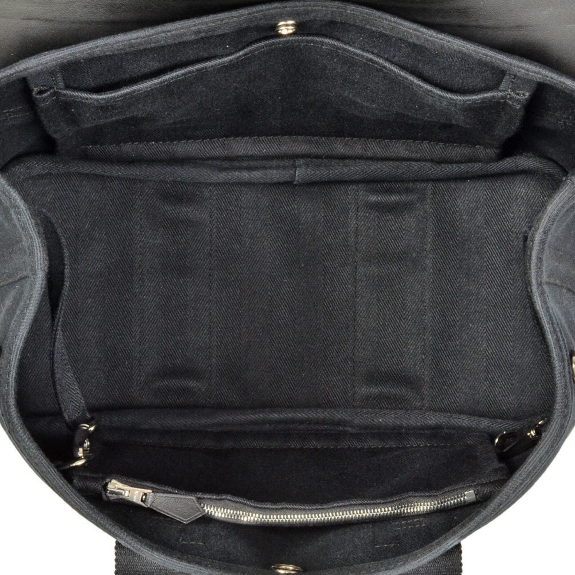 Hermes Hermes Valparaiso PM Handbag Toile Chevron Black Size ONE SIZE - 5 Thumbnail