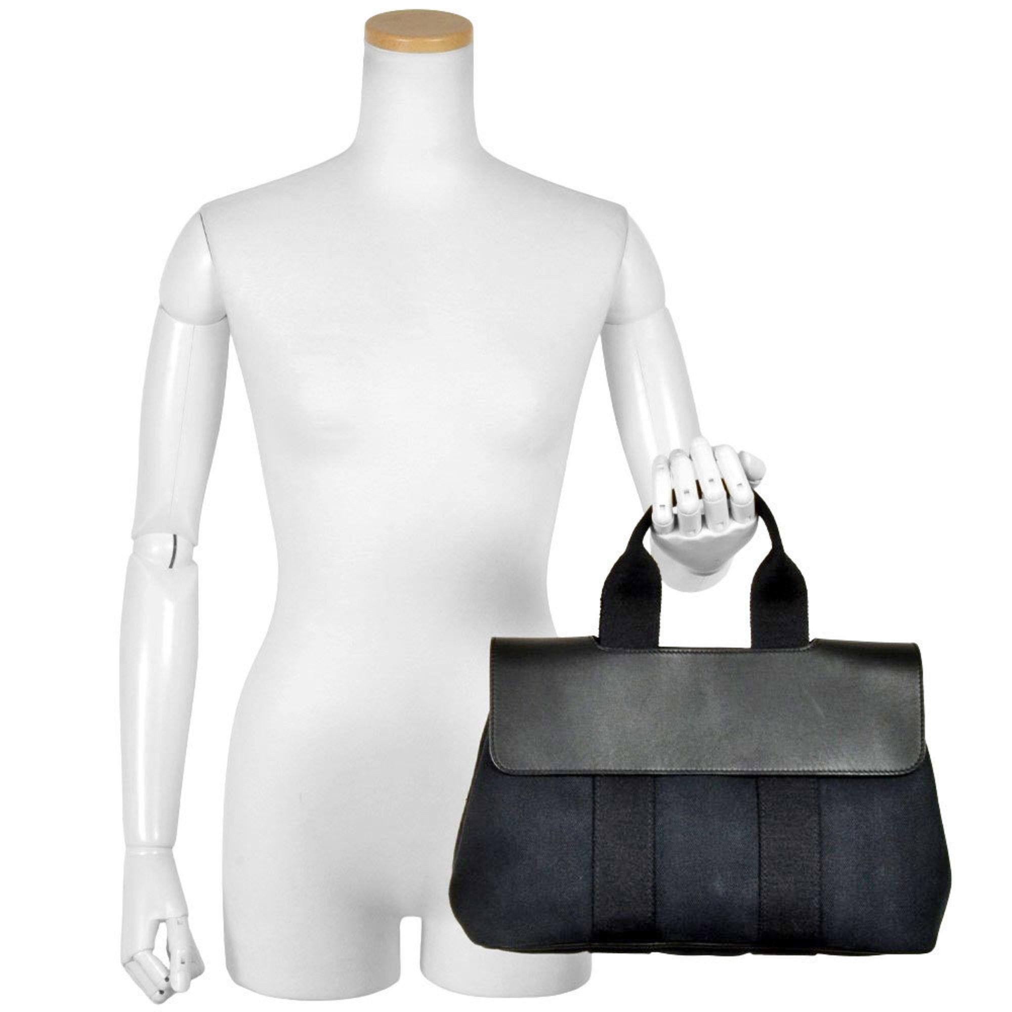 Hermes Hermes Valparaiso PM Handbag Toile Chevron Black Size ONE SIZE - 10 Thumbnail