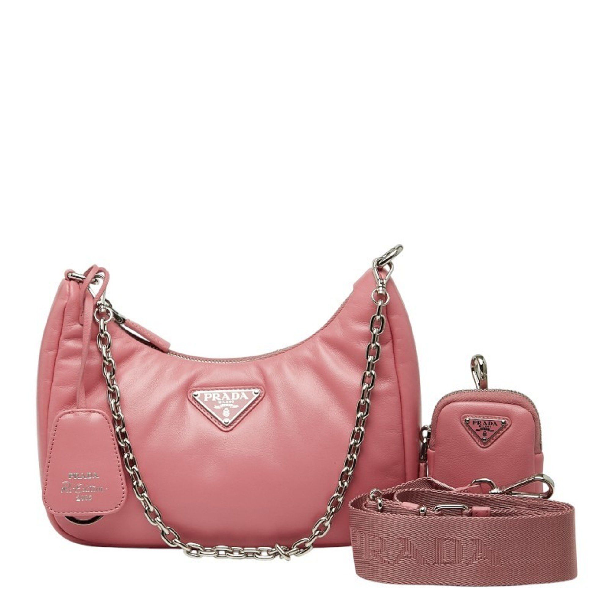 Prada Prada Re-Edition 2005 Chain Handbag/Shoulder Bag 2WAY 1BH204 Pink Leather Women's PRADA Size ONE SIZE - 12 Thumbnail
