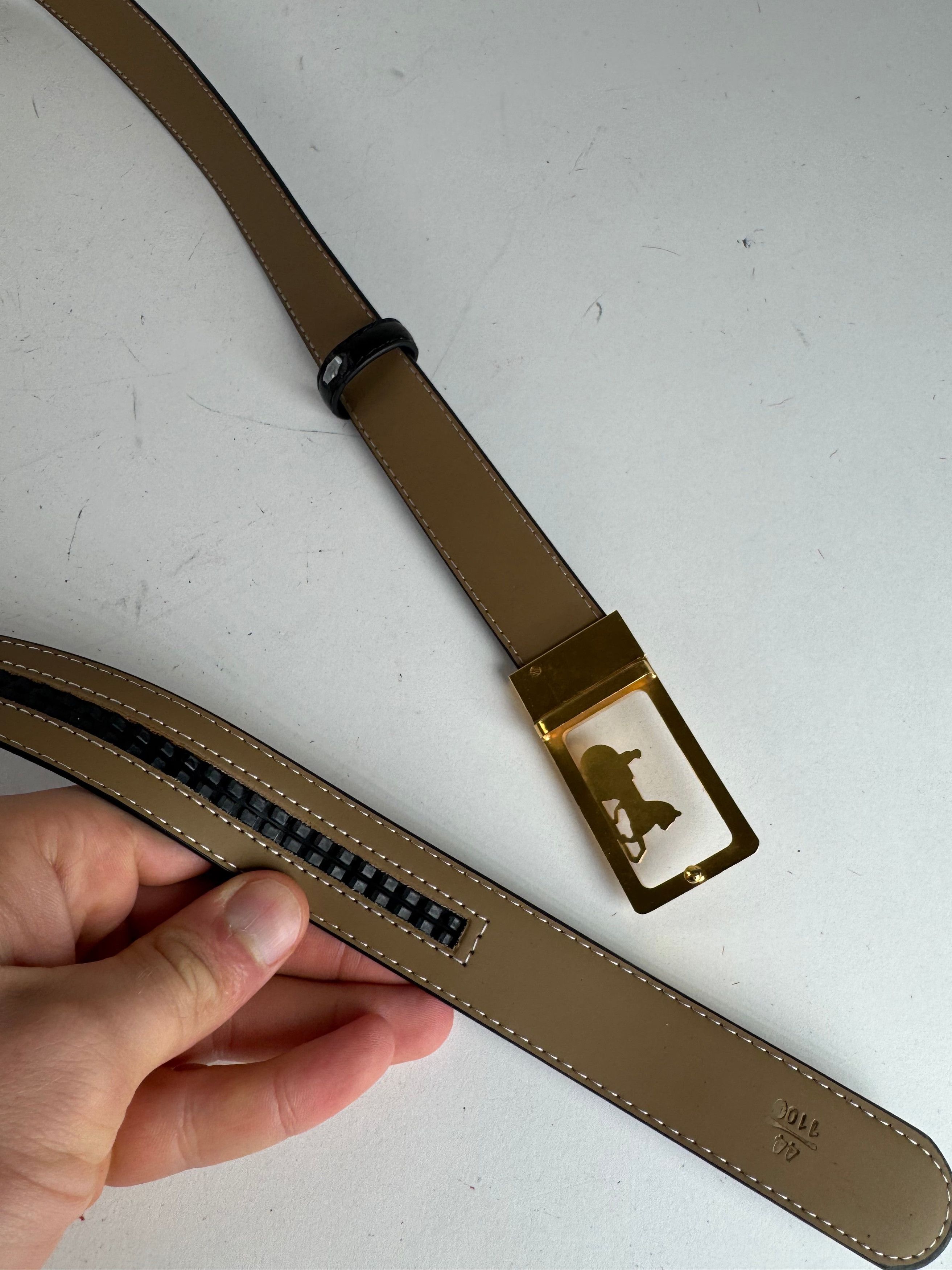 Celine Vintage Paris Carriage Logo Leather Belt black Size ONE SIZE - 6 Thumbnail