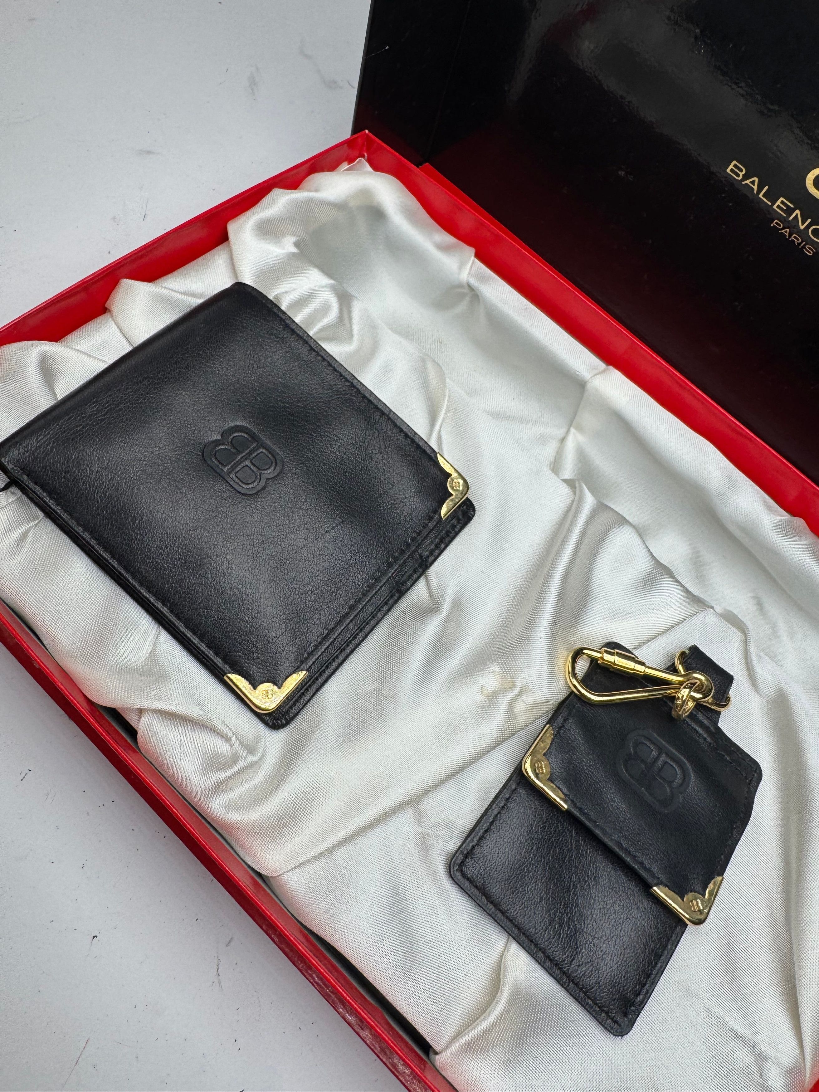 Balenciaga Vintage Leather Wallet Purse set black Size ONE SIZE - 2 Thumbnail