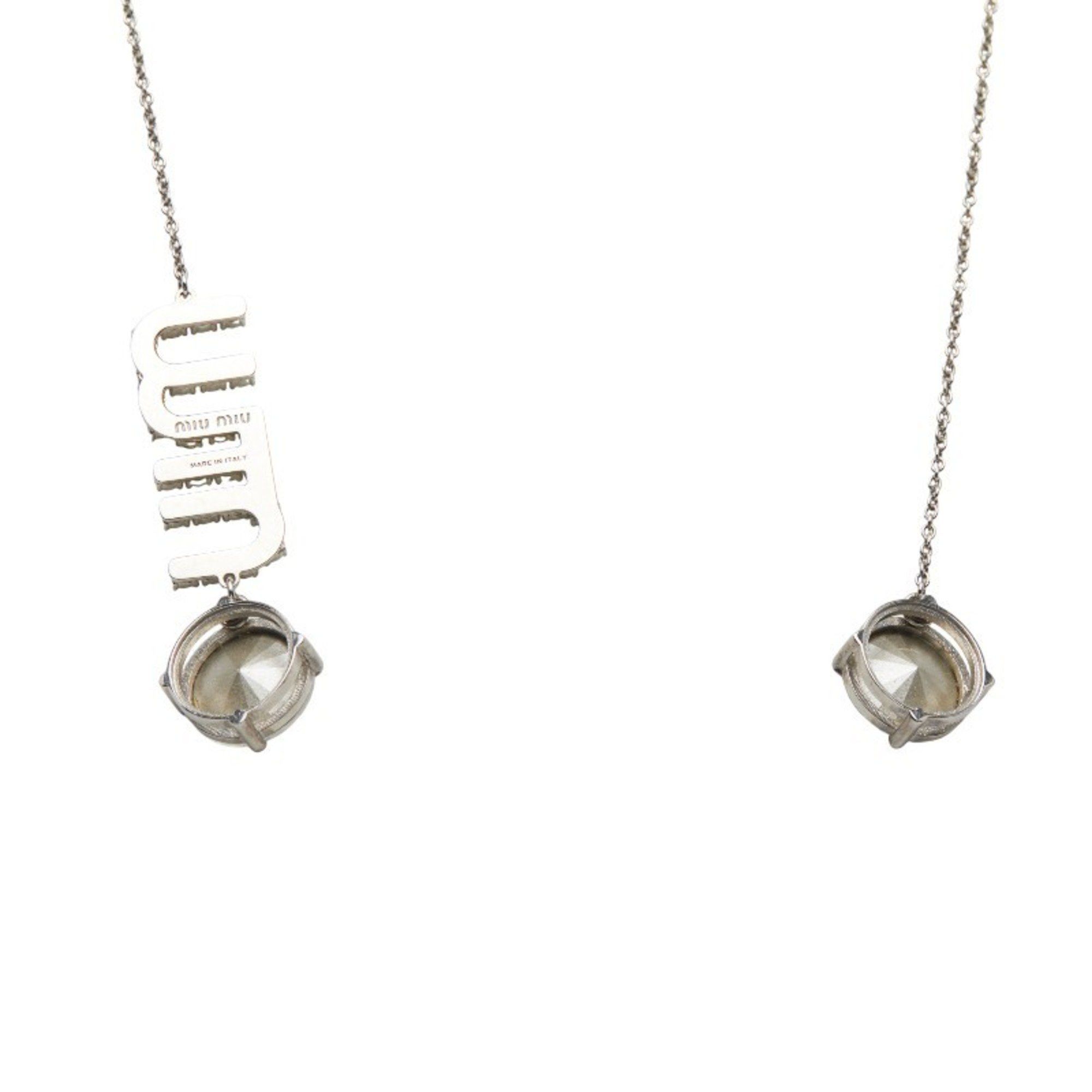 Miu Miu Miu Miu Miu logo rhinestone necklace choker in silver metal for women. Size ONE SIZE - 3 Thumbnail