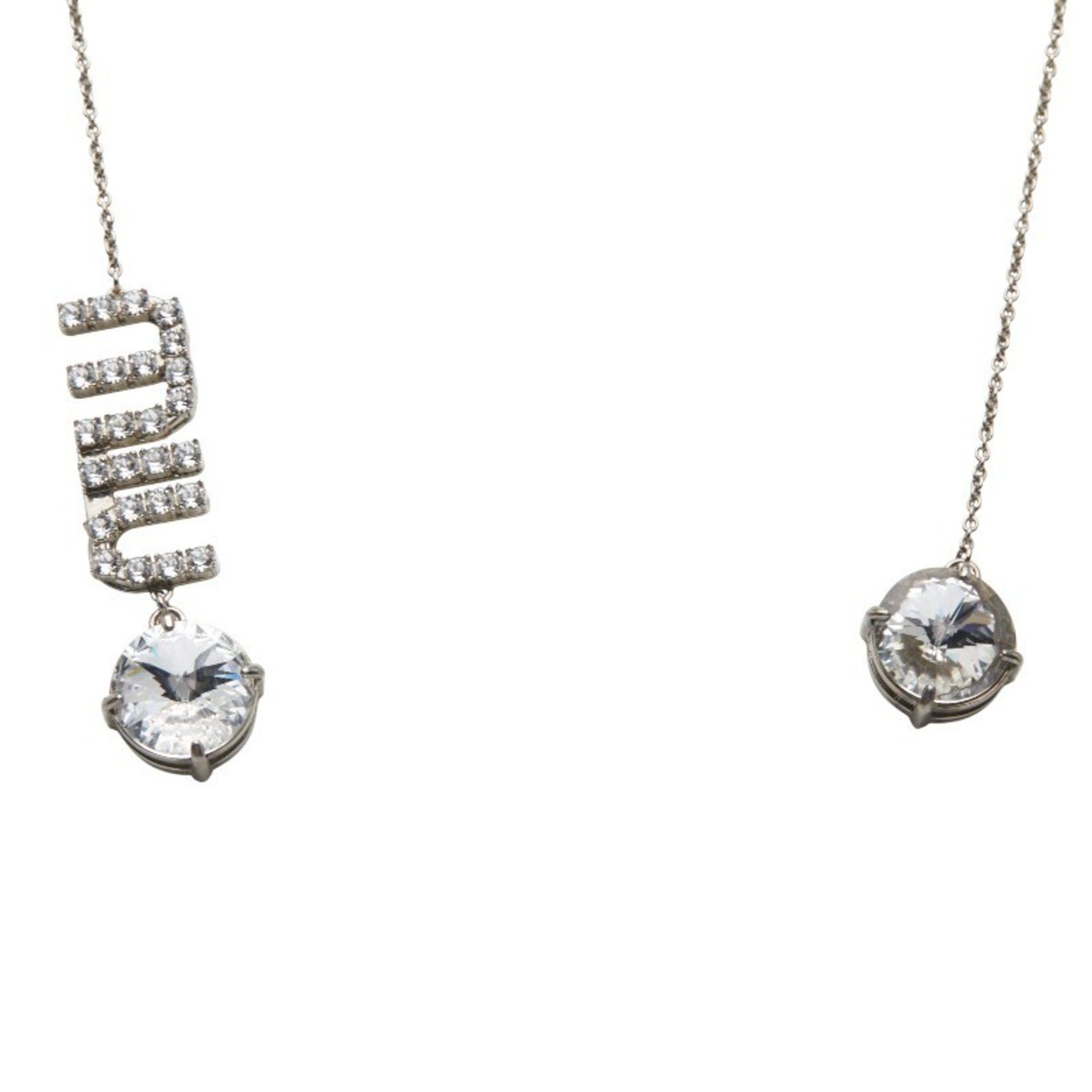 Miu Miu Miu Miu Miu logo rhinestone necklace choker in silver metal for women. Size ONE SIZE - 2 Thumbnail