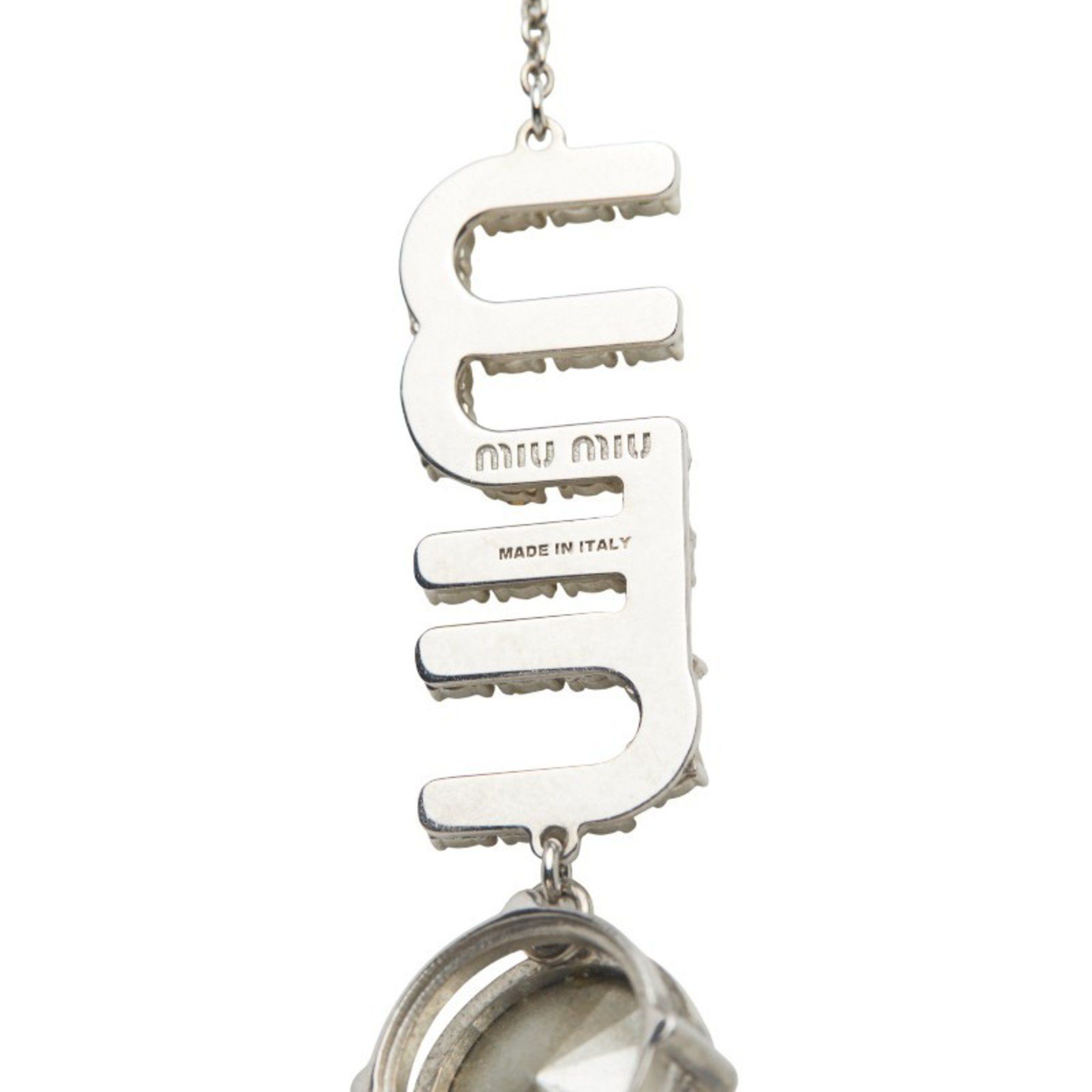 Miu Miu Miu Miu Miu logo rhinestone necklace choker in silver metal for women. Size ONE SIZE - 5 Thumbnail