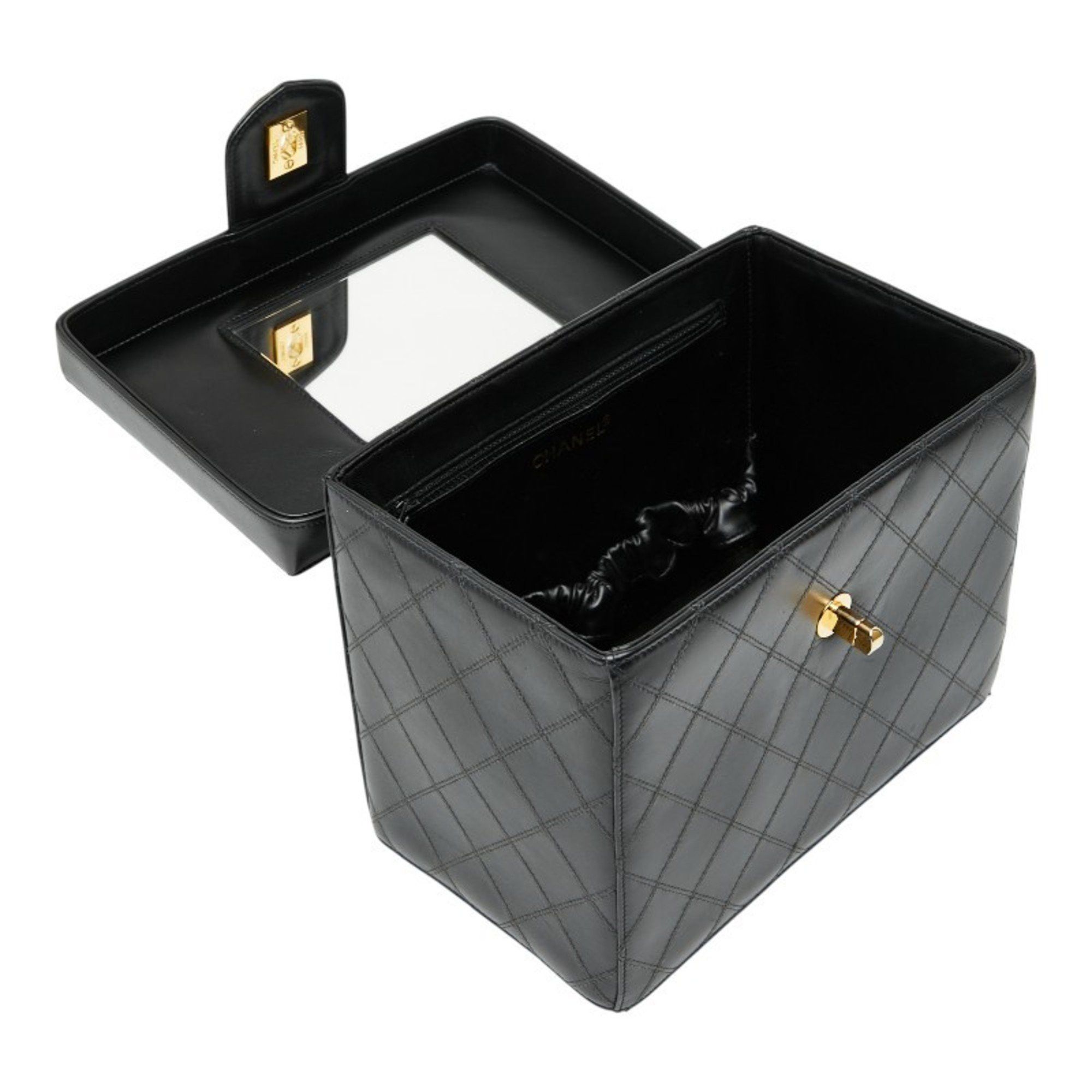 Chanel CHANEL Bicolore Vanity Bag Shoulder 2-Way Black Lambskin Women's Size ONE SIZE - 8 Thumbnail