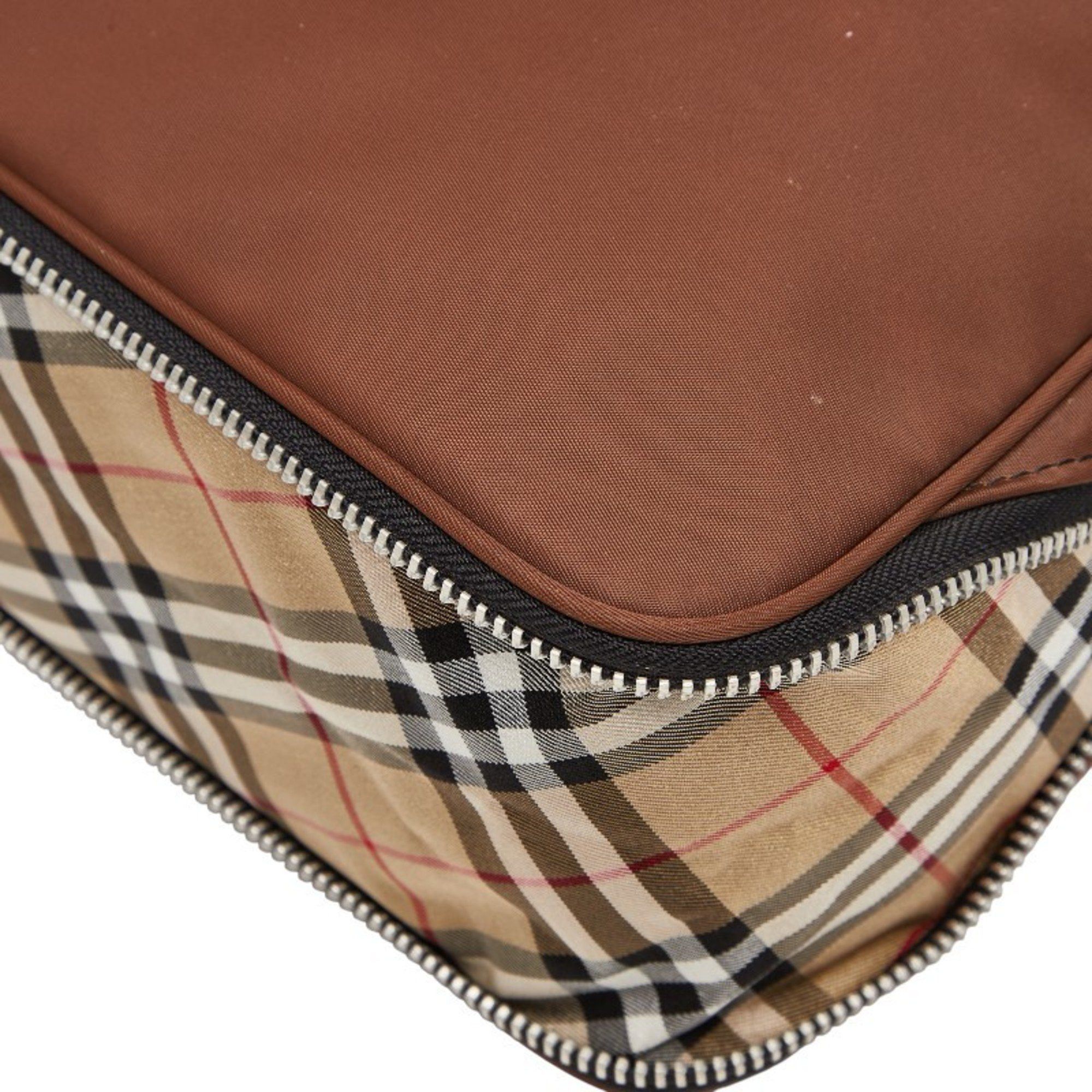 Burberry Burberry Nova Check Handbag in Beige and Brown Nylon Leather for Women. Size ONE SIZE - 10 Thumbnail