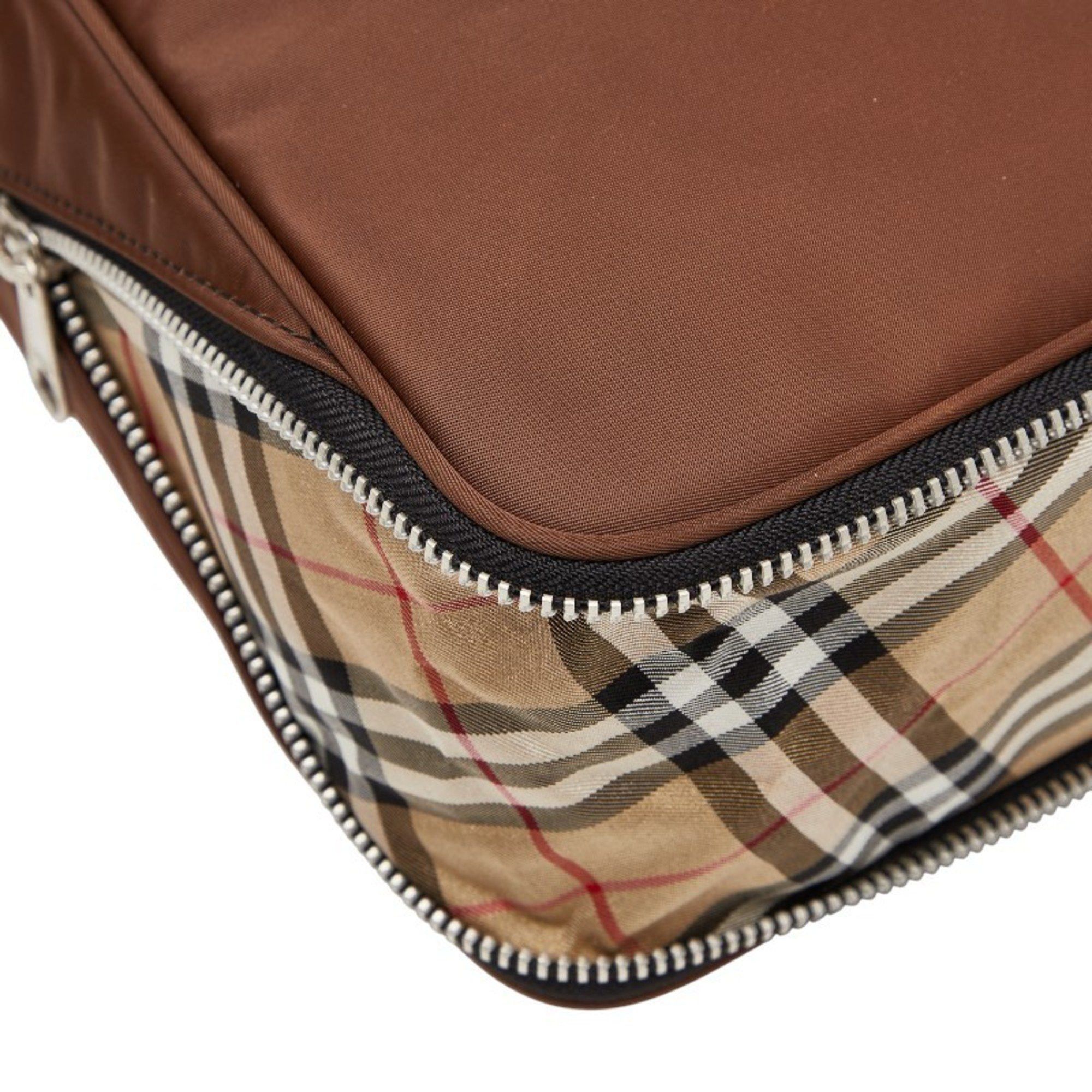 Burberry Burberry Nova Check Handbag in Beige and Brown Nylon Leather for Women. Size ONE SIZE - 9 Thumbnail