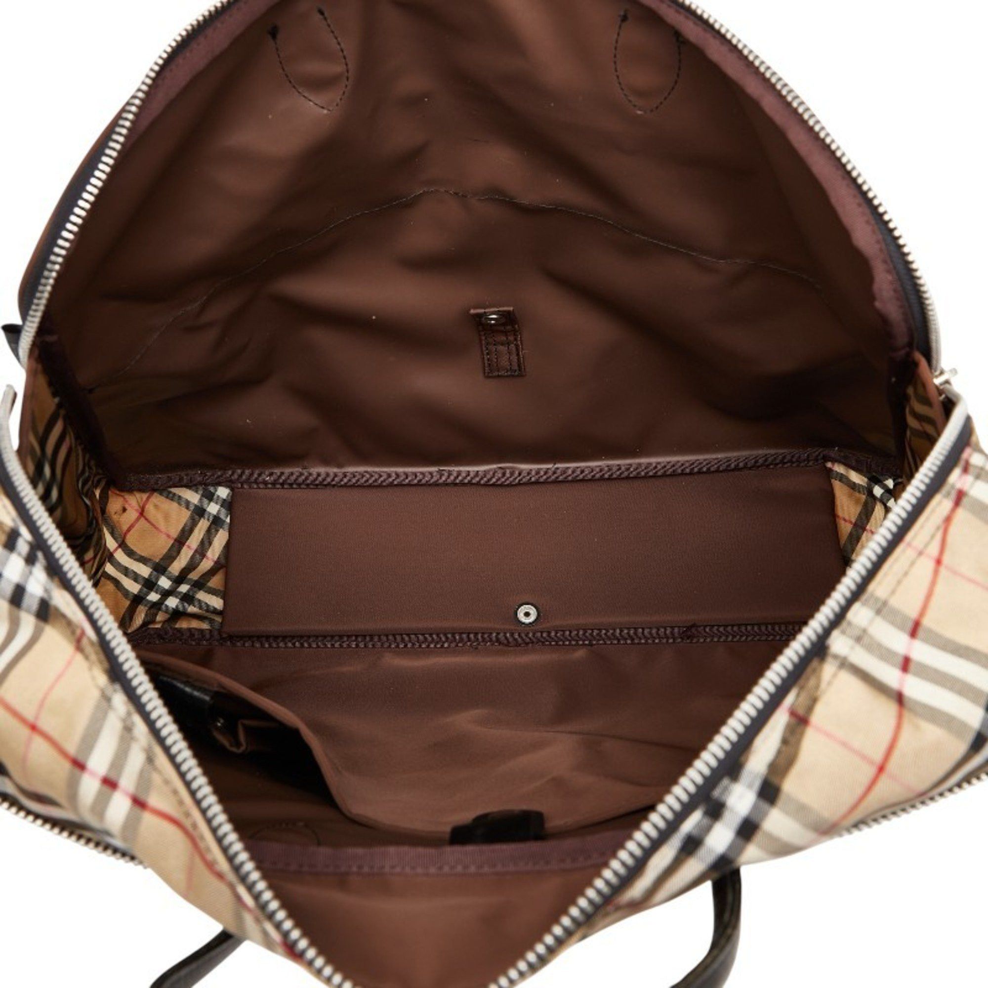 Burberry Burberry Nova Check Handbag in Beige and Brown Nylon Leather for Women. Size ONE SIZE - 13 Thumbnail