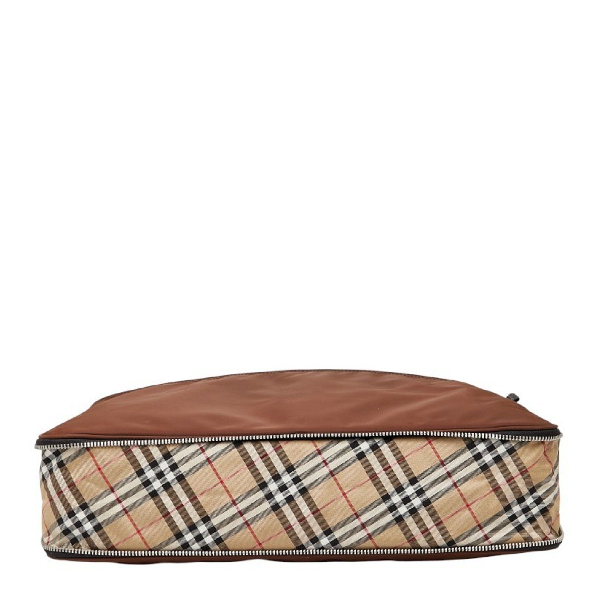 Burberry Burberry Nova Check Handbag in Beige and Brown Nylon Leather for Women. Size ONE SIZE - 3 Thumbnail