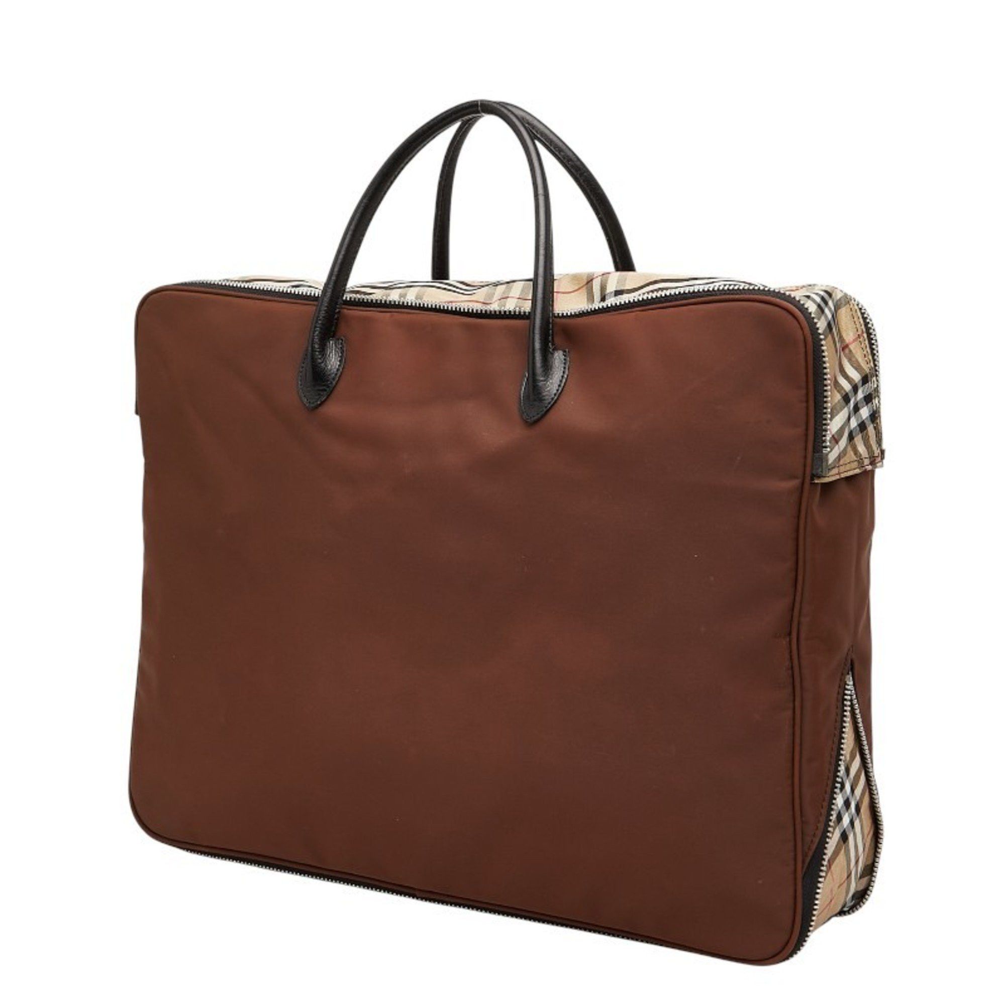Burberry Burberry Nova Check Handbag in Beige and Brown Nylon Leather for Women. Size ONE SIZE - 2 Thumbnail