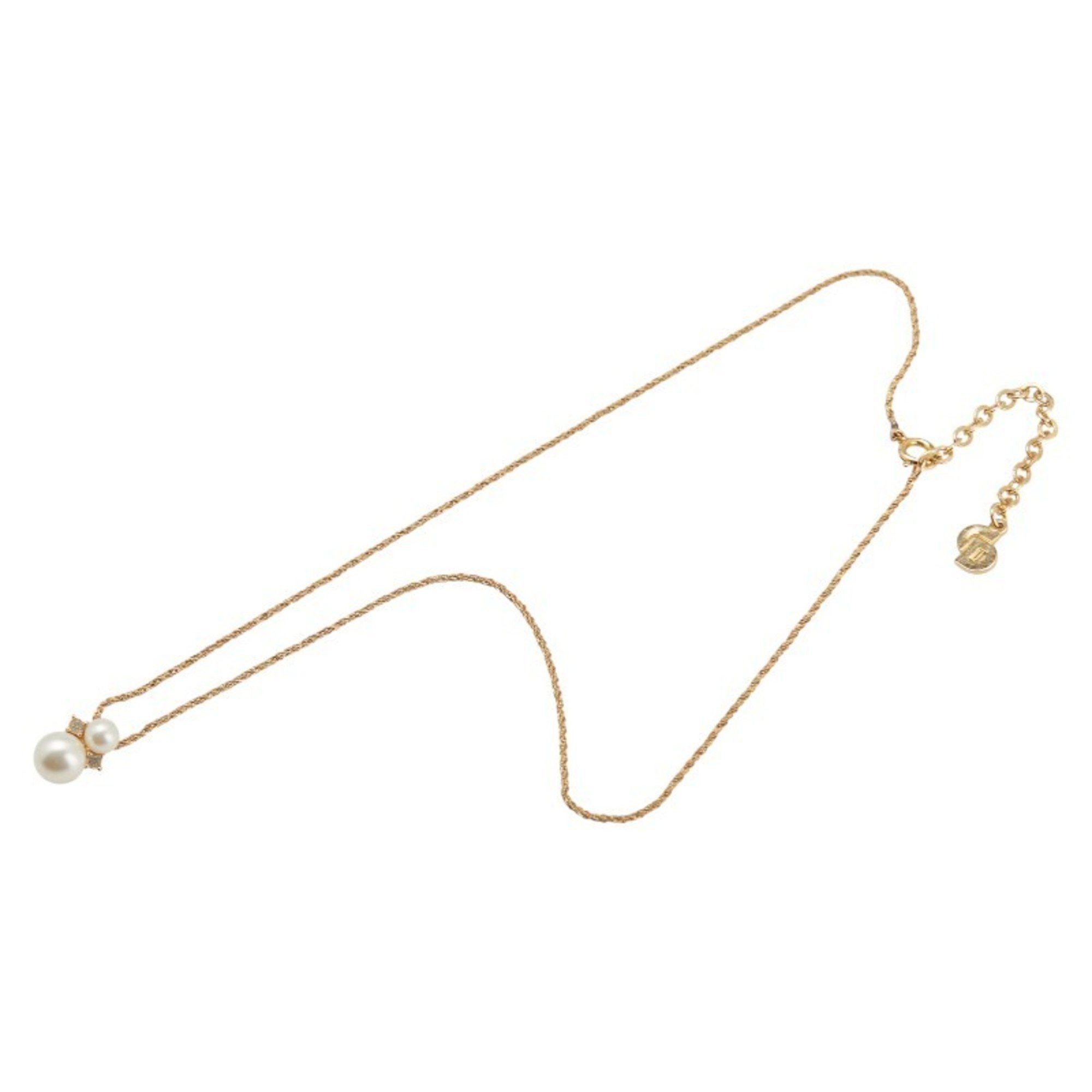 Dior Christian Dior Dior pendant necklace, gold plated, with faux pearls and rhinestones, for women. Size ONE SIZE - 4 Thumbnail