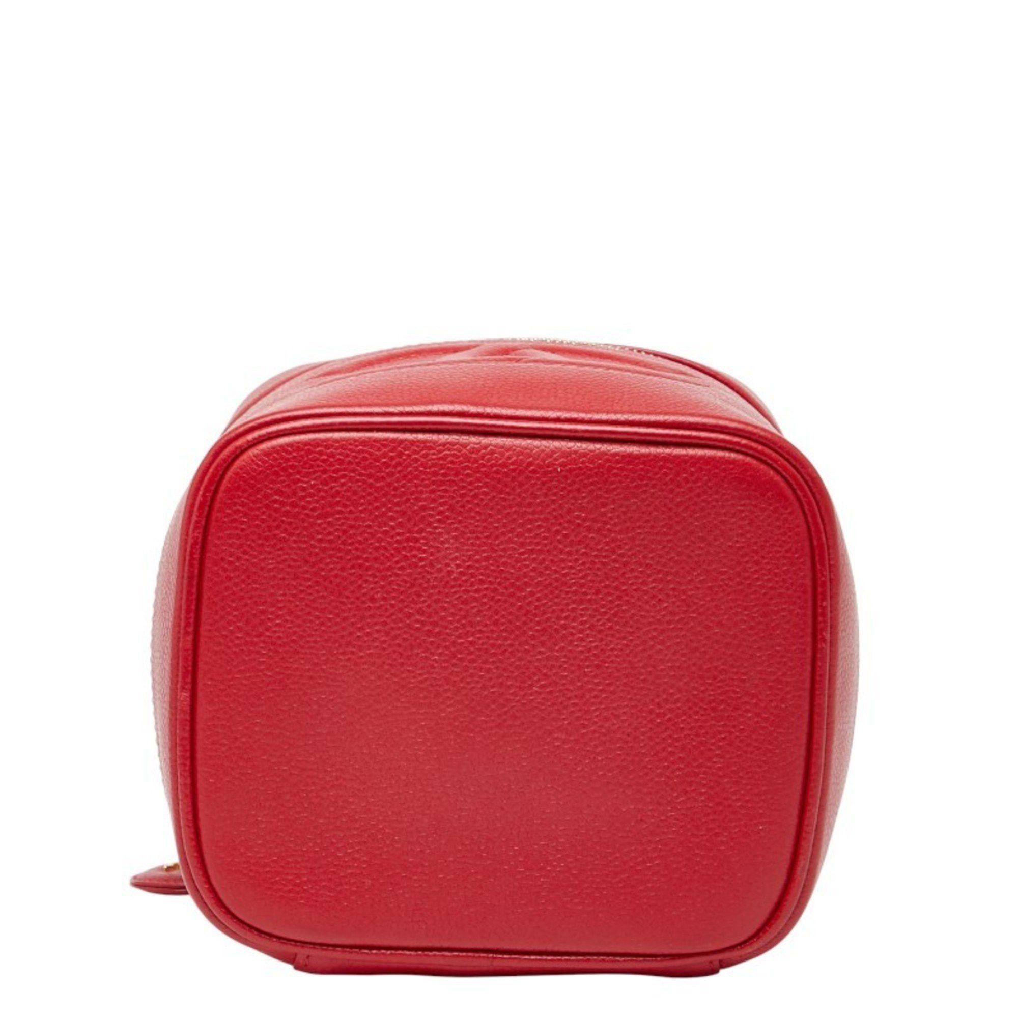 Chanel Chanel Coco Mark Vanity Bag Handbag Red Caviar Skin Women's CHANEL Size ONE SIZE - 3 Thumbnail