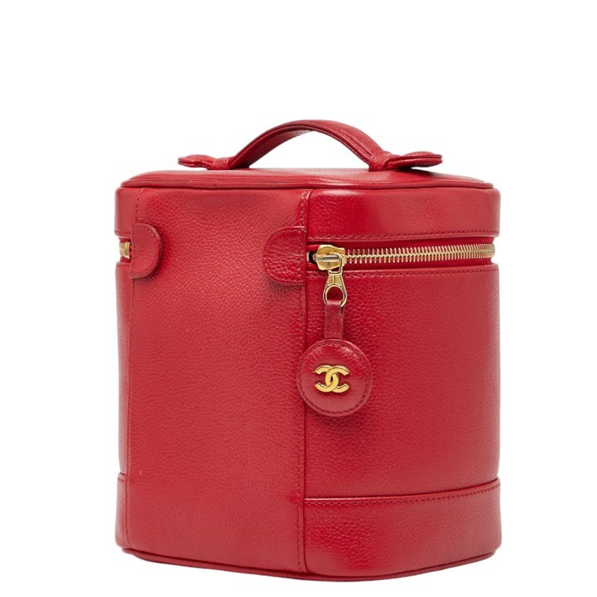 Chanel Chanel Coco Mark Vanity Bag Handbag Red Caviar Skin Women's CHANEL Size ONE SIZE - 2 Thumbnail