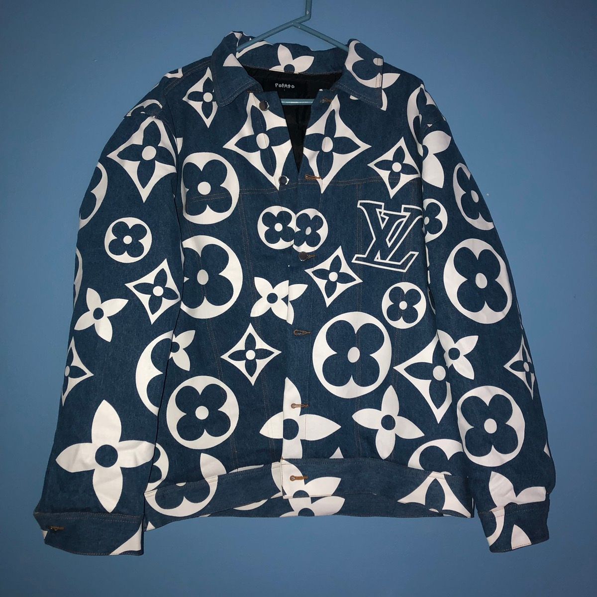 Louis Vuitton - NWT Imran Potato Blue LV Fancy Logo Print Denim Jacket XL  AUTHENTIC
