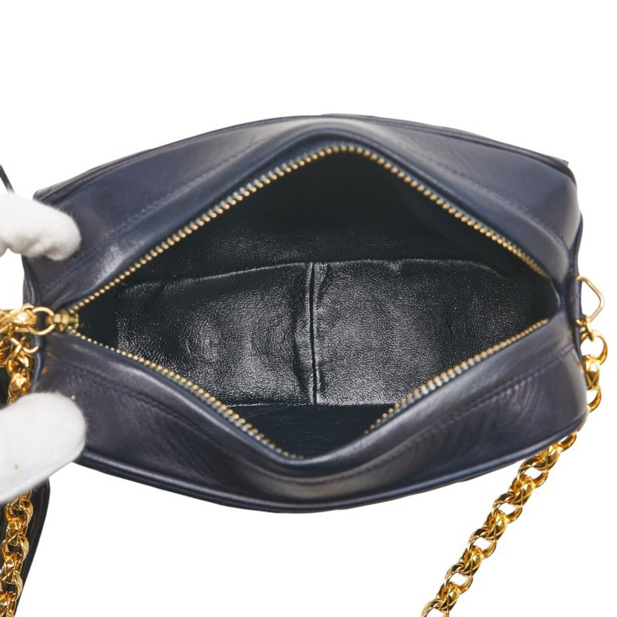 Chanel CHANEL Matelasse Coco Mark Fringe Chain Shoulder Bag Navy Lambskin Women's Size ONE SIZE - 8 Thumbnail