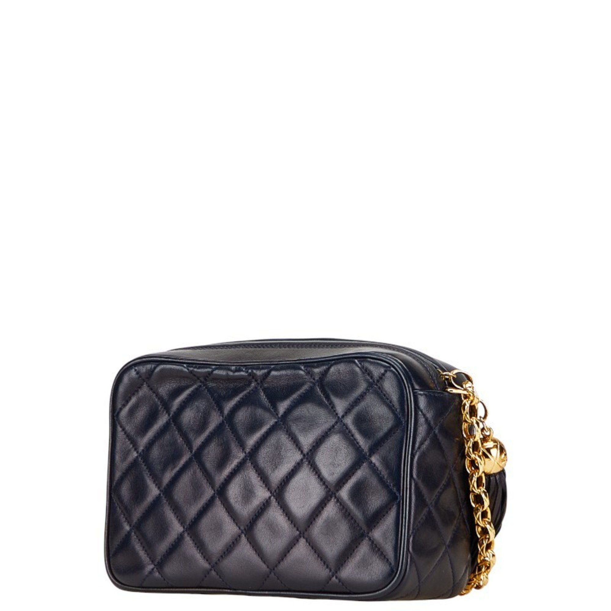 Chanel CHANEL Matelasse Coco Mark Fringe Chain Shoulder Bag Navy Lambskin Women's Size ONE SIZE - 2 Thumbnail
