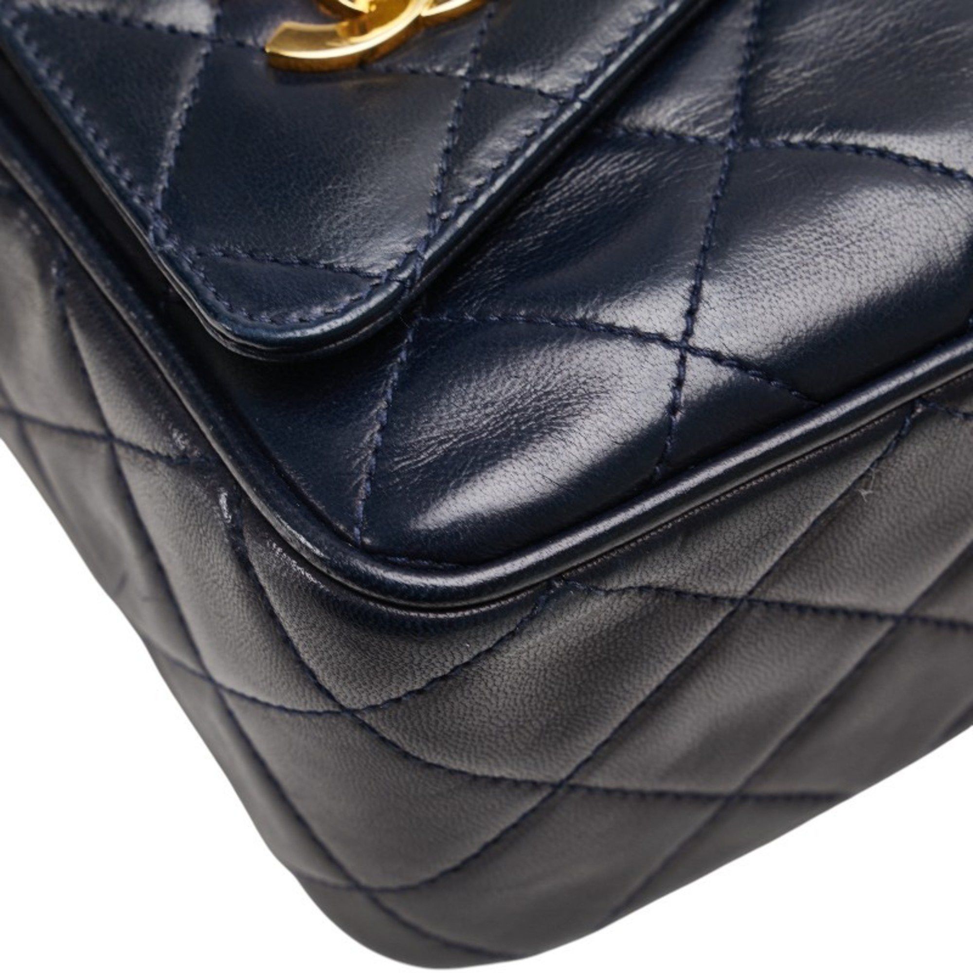 Chanel CHANEL Matelasse Coco Mark Fringe Chain Shoulder Bag Navy Lambskin Women's Size ONE SIZE - 4 Thumbnail