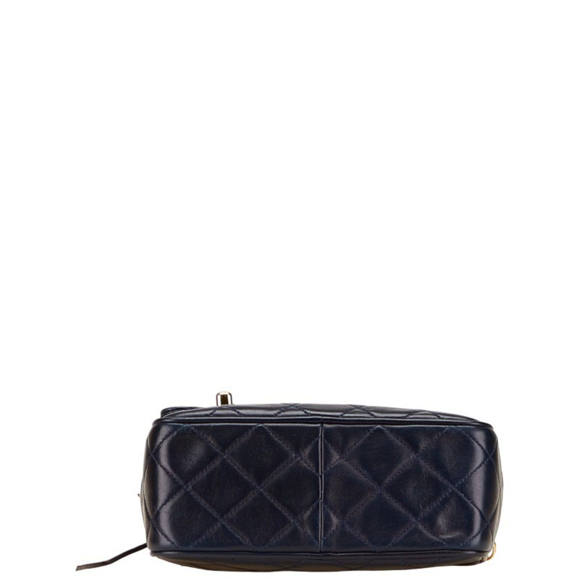 Chanel CHANEL Matelasse Coco Mark Fringe Chain Shoulder Bag Navy Lambskin Women's Size ONE SIZE - 3 Thumbnail