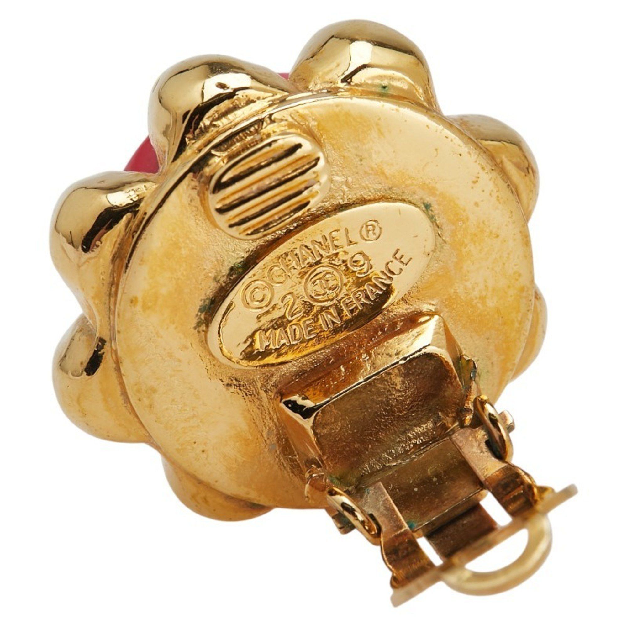 Chanel Vintage Chanel Coco Mark Earrings, Gold and Red Plated, Women's, CHANEL Size ONE SIZE - 4 Thumbnail