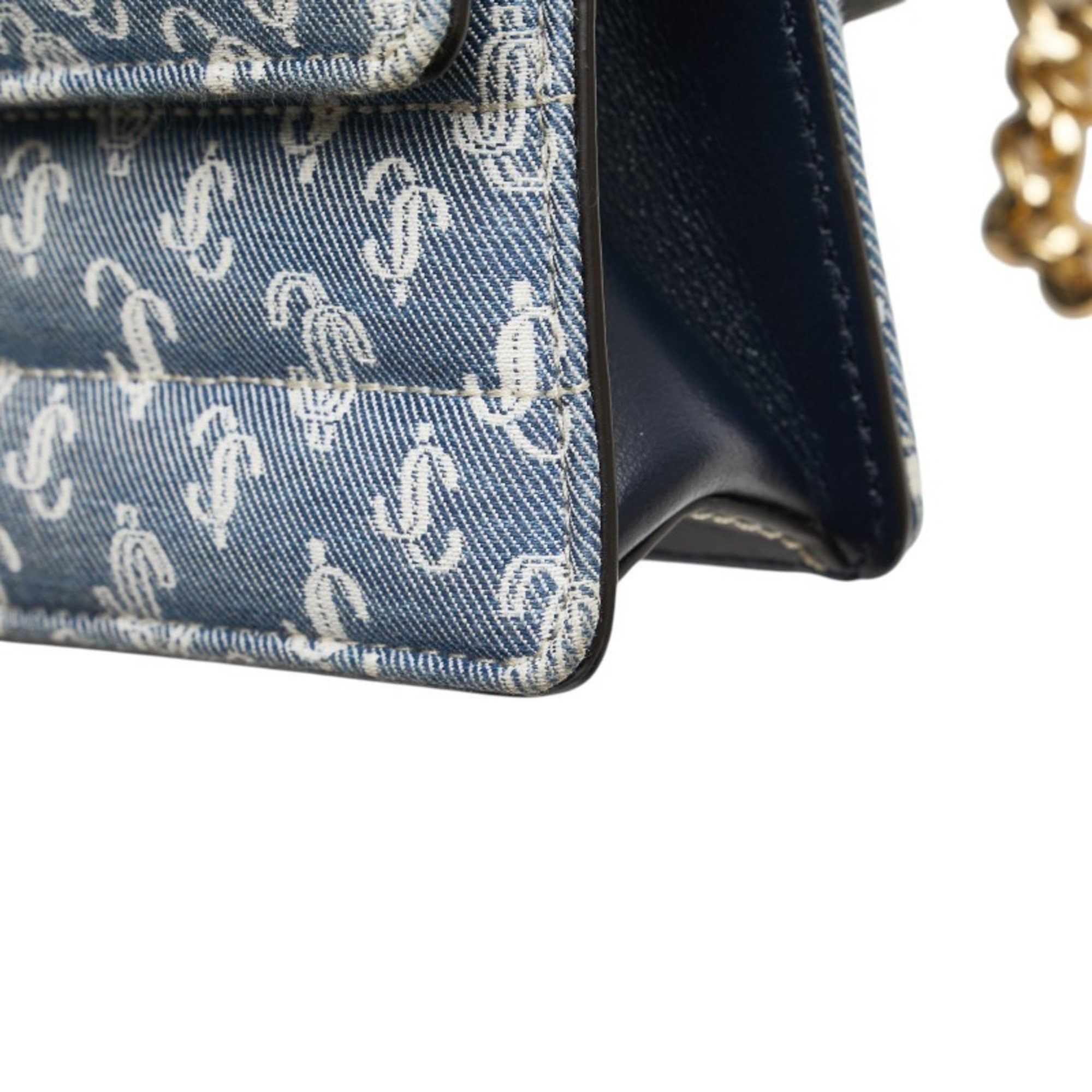 Jimmy Choo Jimmy Choo JC Monogram VARENNE AVENUE QUAD 23SS Denim Quilted Chain Shoulder Bag in Indigo Blue Cotton and Leather. Women's. Size ONE SIZE - 6 Thumbnail