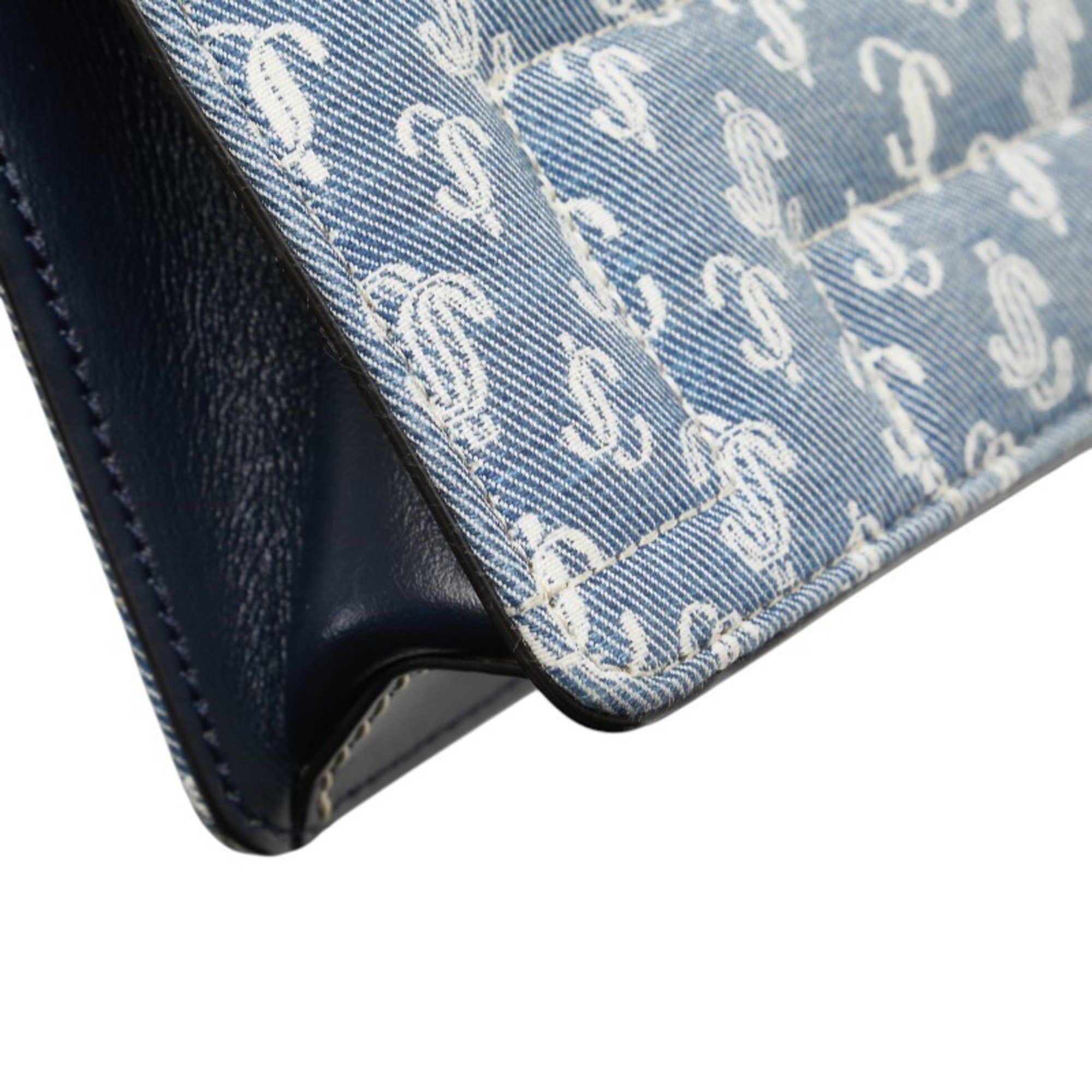 Jimmy Choo Jimmy Choo JC Monogram VARENNE AVENUE QUAD 23SS Denim Quilted Chain Shoulder Bag in Indigo Blue Cotton and Leather. Women's. Size ONE SIZE - 7 Thumbnail