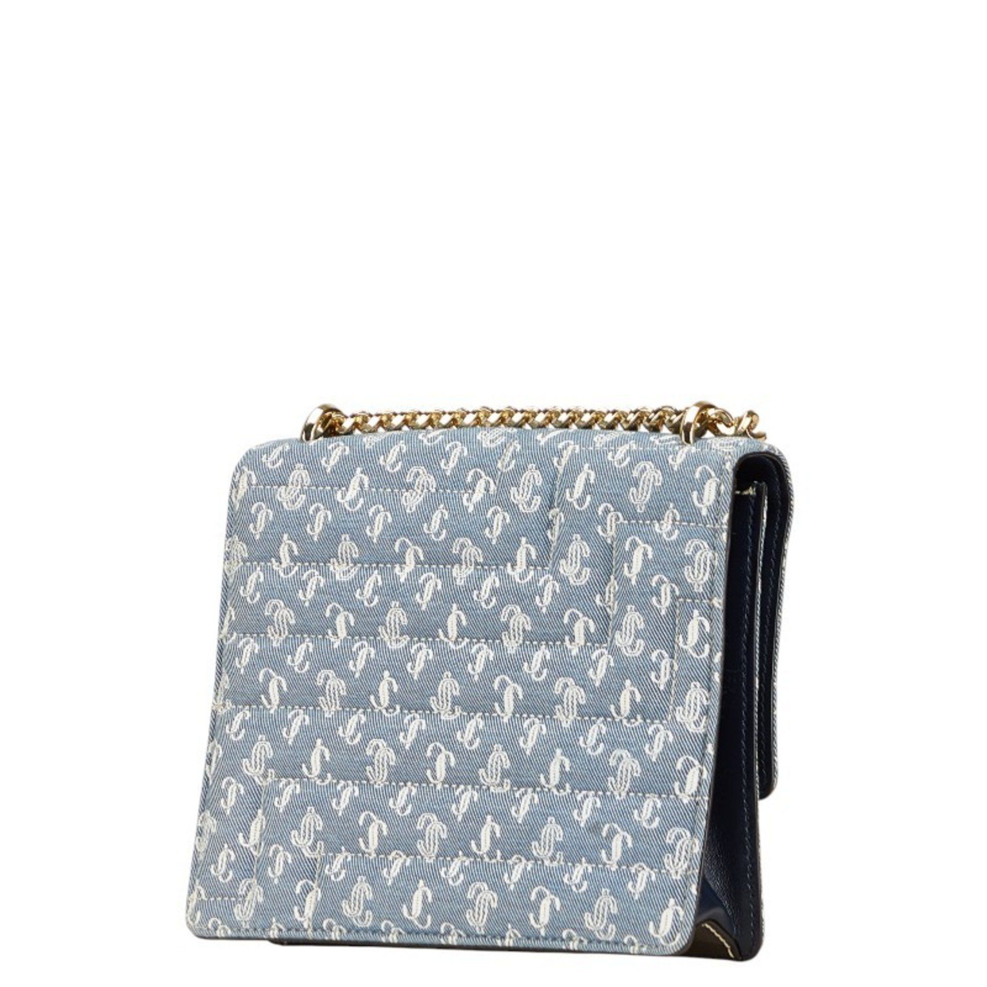 Jimmy Choo Jimmy Choo JC Monogram VARENNE AVENUE QUAD 23SS Denim Quilted Chain Shoulder Bag in Indigo Blue Cotton and Leather. Women's. Size ONE SIZE - 2 Thumbnail