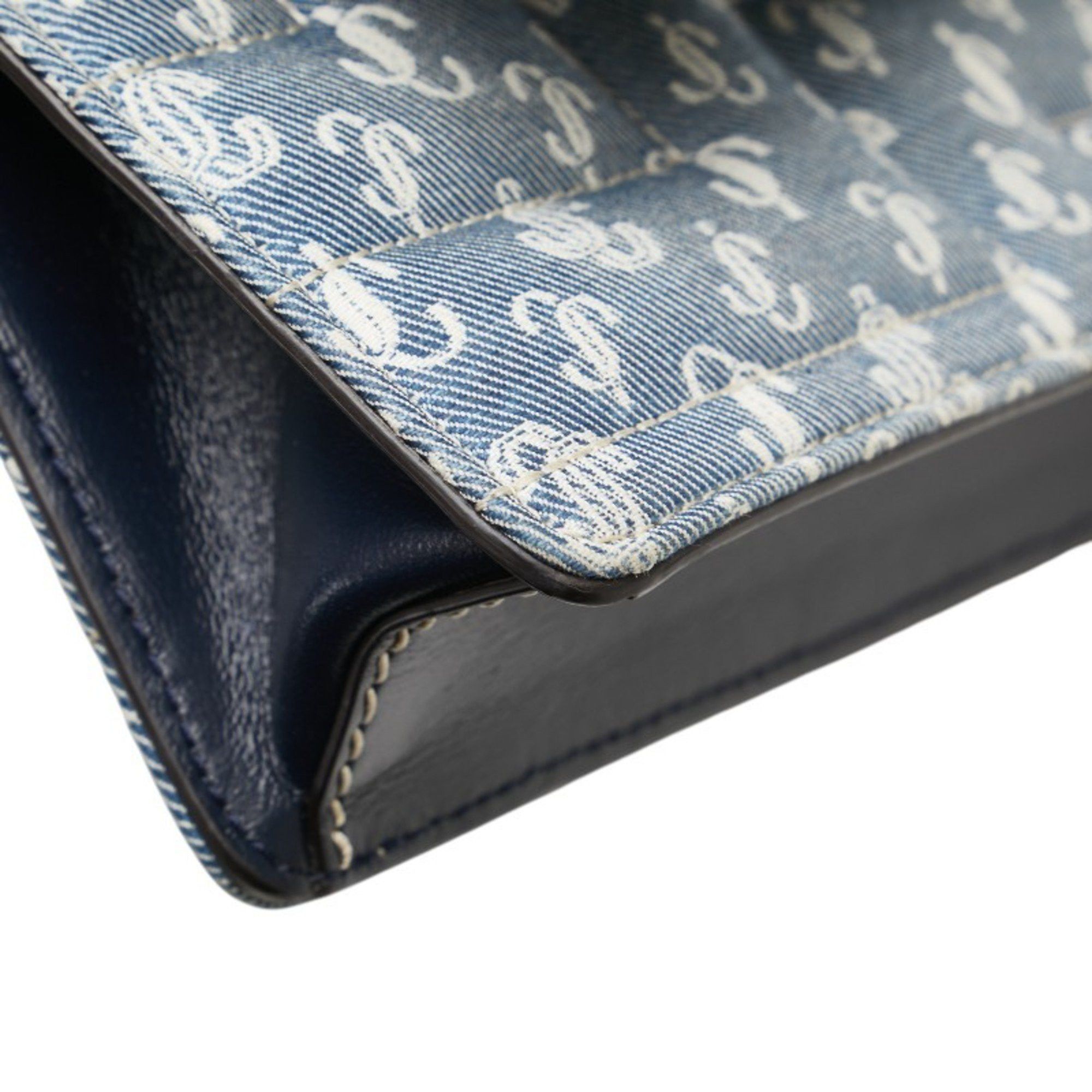 Jimmy Choo Jimmy Choo JC Monogram VARENNE AVENUE QUAD 23SS Denim Quilted Chain Shoulder Bag in Indigo Blue Cotton and Leather. Women's. Size ONE SIZE - 4 Thumbnail