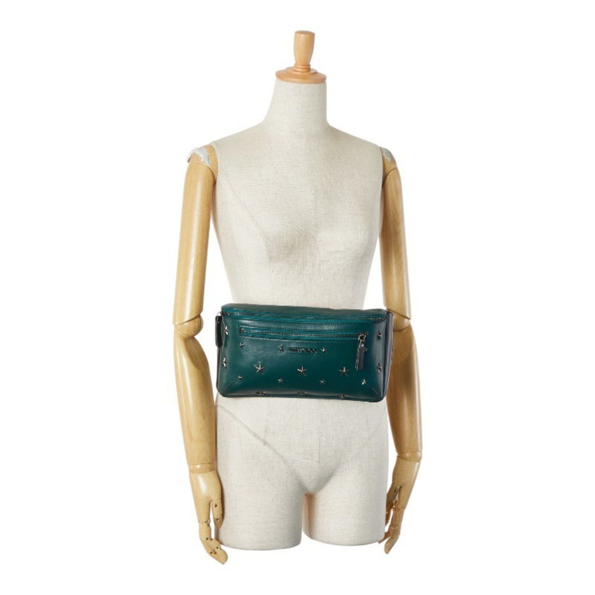 Jimmy Choo Jimmy Choo Star Studs Body Bag/Waist Bag in Green and Black Leather for Women Size ONE SIZE - 11 Thumbnail